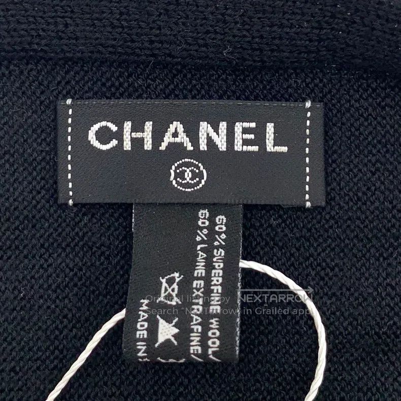 Chanel Chanel Black logo beaded wool scarf Size ONE SIZE - 7 Thumbnail