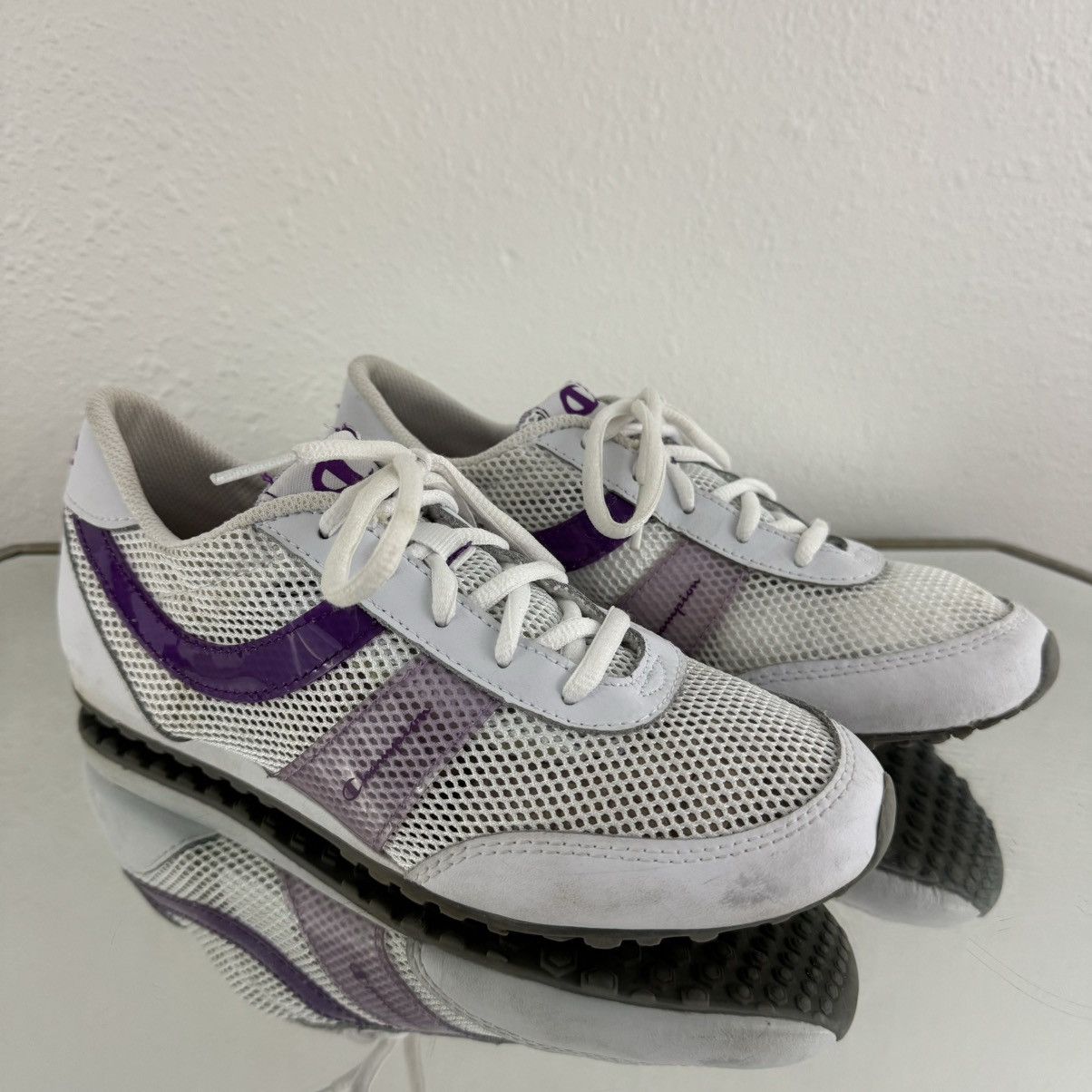 Champion CHAMPION Vintage Y2K White Purple Leather Track Sneakers Size US 7 / IT 37 - 3 Thumbnail