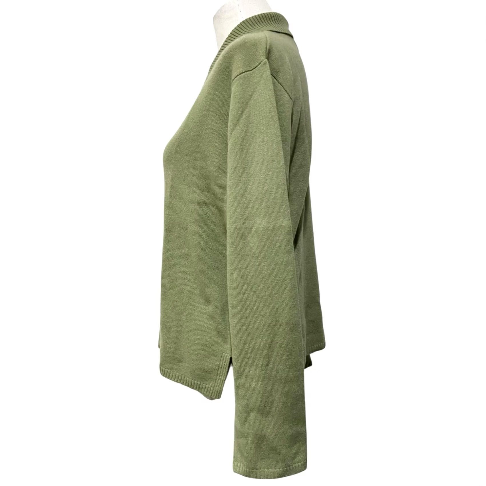 J. Jill VINTAGE J. Jill Cashmere Sweater Green Pullover Notch Collar Women’s Size M Pullover Womens Cashmere 100% Cashmere Classic Preppy Cottage 1990s Size M / US 6-8 / IT 42-44 - 3 Thumbnail