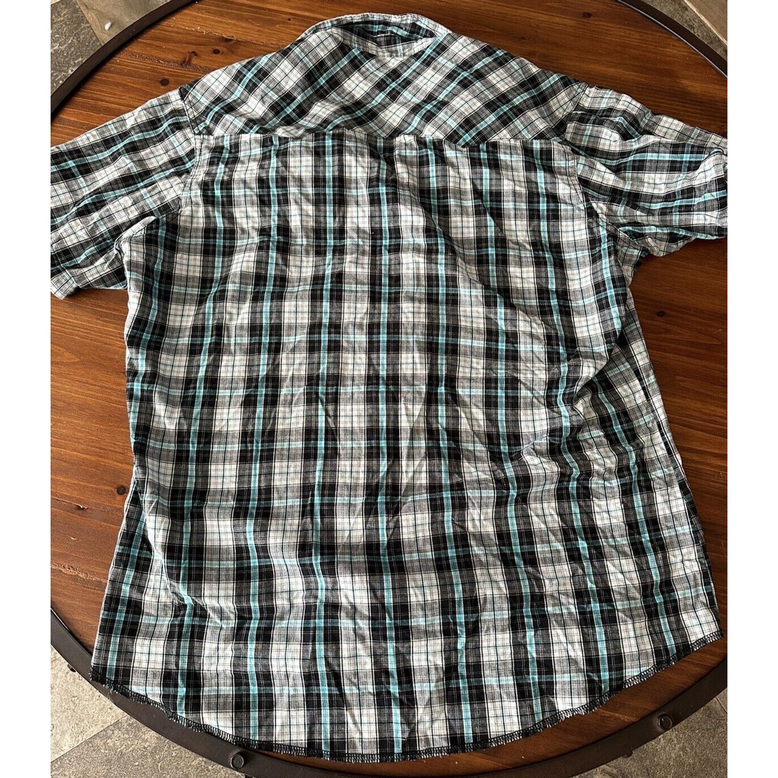 Wrangler WRANGLER Wrancher Shirt LR White/Black/Teal Plaid Pearl Snap Size US L / EU 52-54 / 3 - 10 Thumbnail