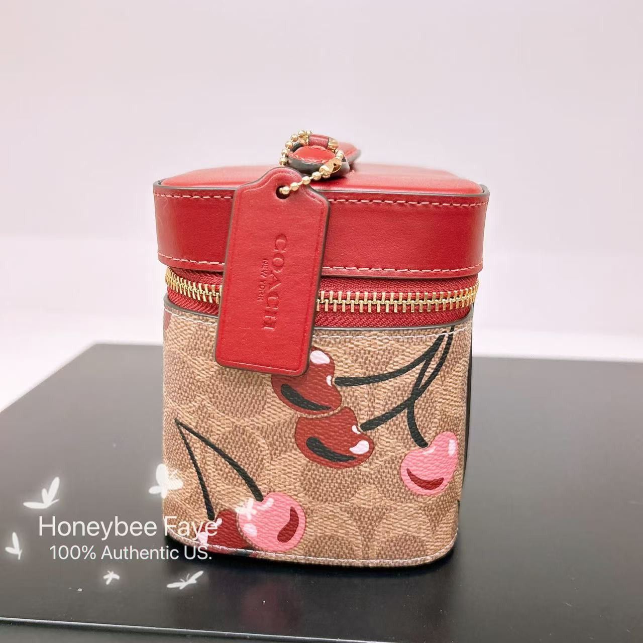 Coach 🍒 Cosmetic Case In Signature Canvas With Cherry CZ025 Size ONE SIZE - 2 Thumbnail