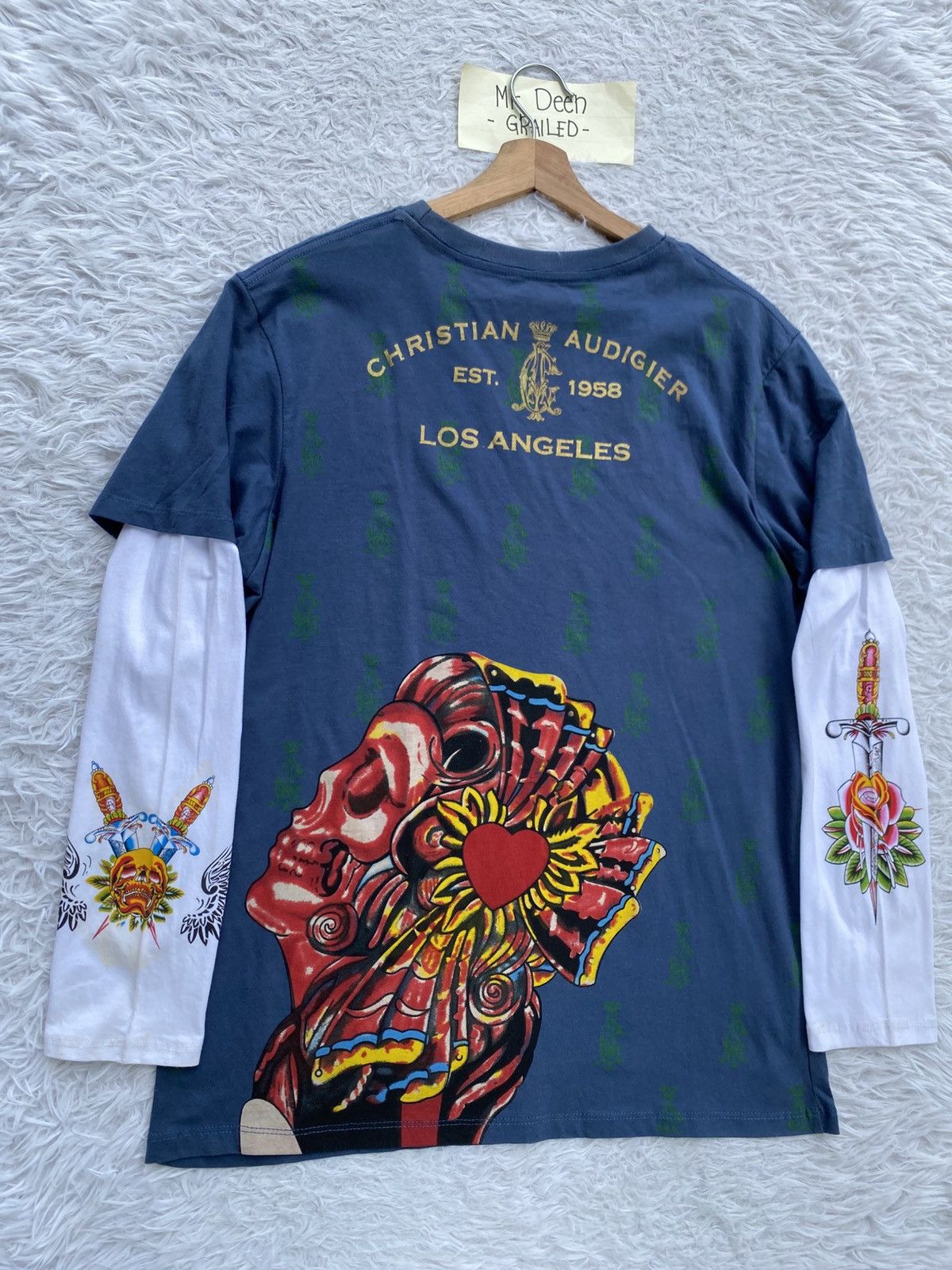 Christian Audigier Christian Audigier Men's M Long Sleeve Graphic Skull Tee Size US M / EU 48-50 / 2 - 14 Thumbnail