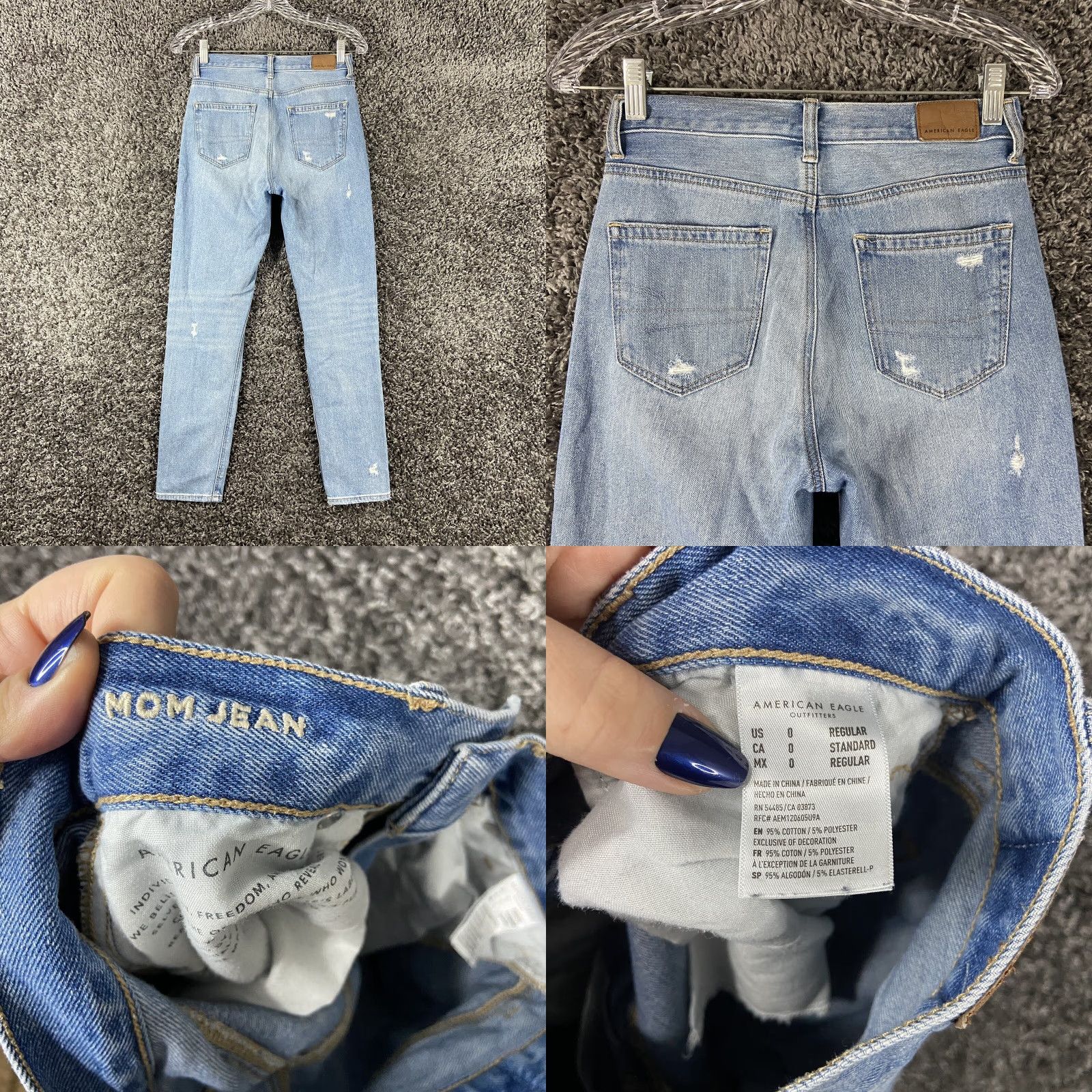 American Eagle Outfitters American Eagle Jeans Women’s 0 Regular Blue Distressed Mom Jeans Womens Size 25" / US 0 / IT 36 - 8 Thumbnail