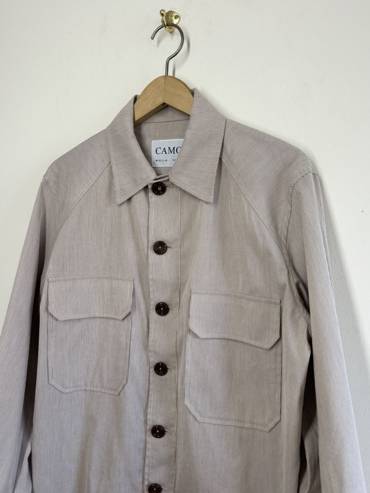 CAMO by Stefano Ughetti Camo Biella Cotton Twill Overshirt M Beige Brown Italy Size US M / EU 48-50 / 2 - 2 Thumbnail