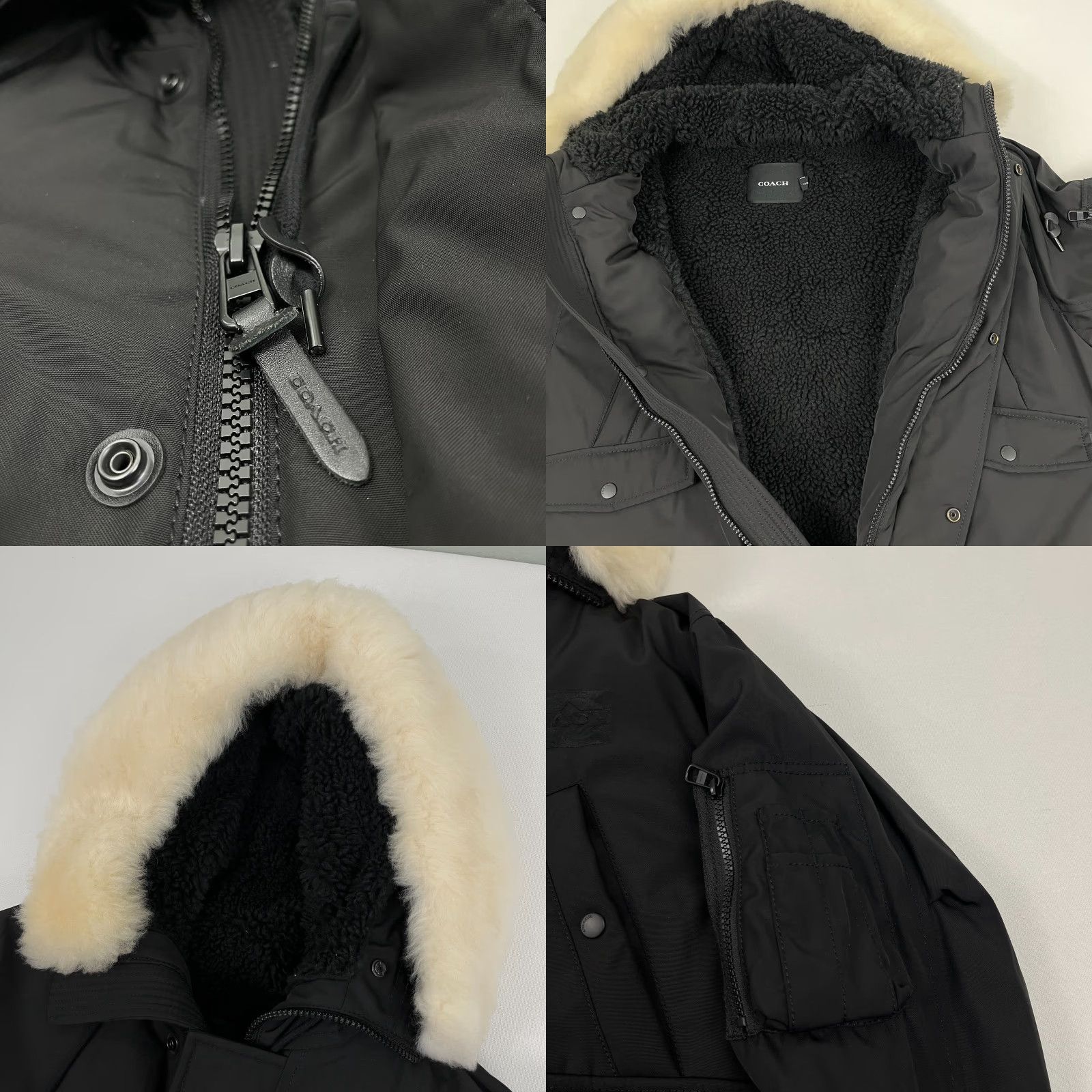 Coach Coach Jacket Parka Mens M Black Hooded Short Parka Puffer Shearling Lined Coat Casual, Travel, Workwear Logo Zipper Embroidered Wool? No. Size US 31 - 8 Thumbnail