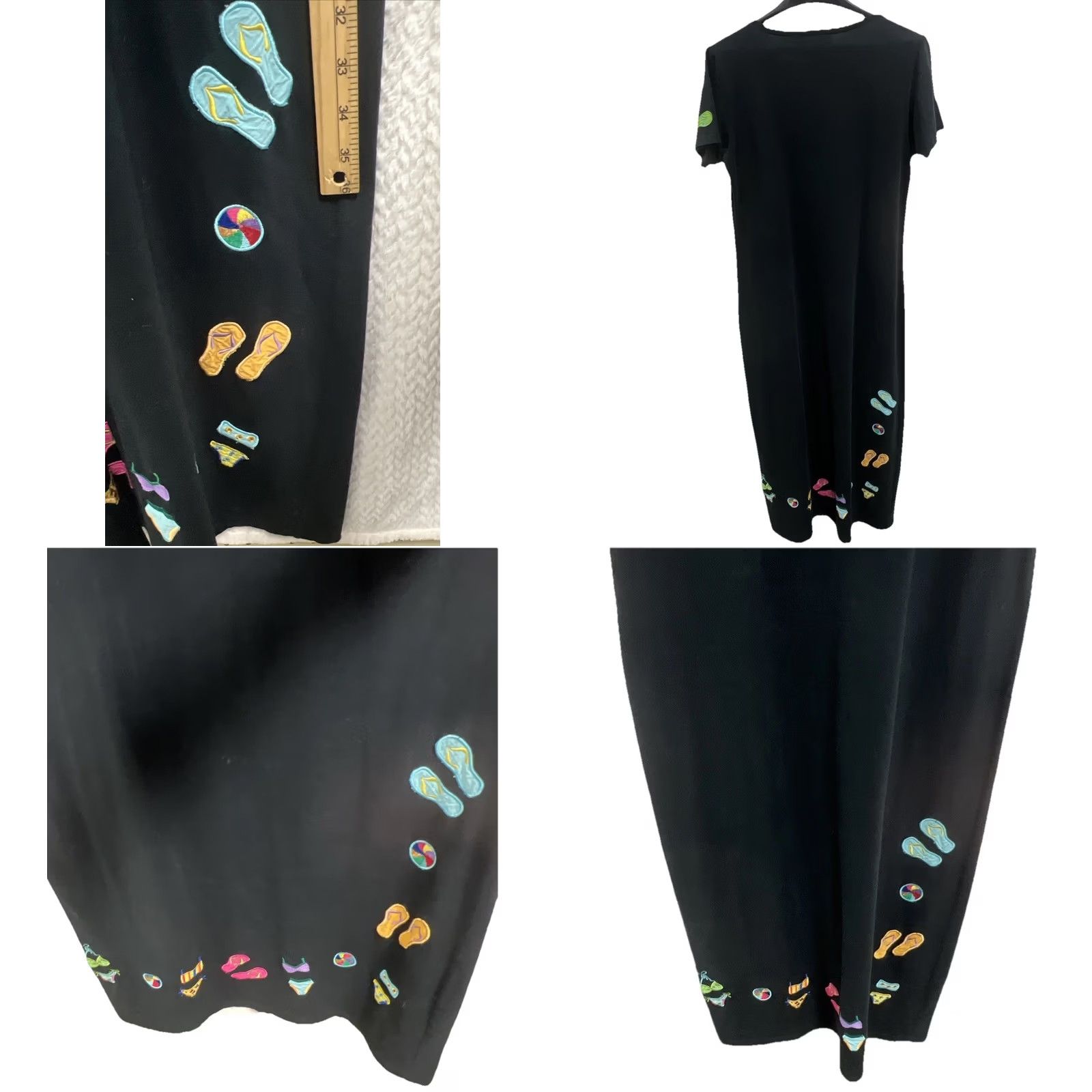 Simons Michael Simon Black Midi Dress Womens Small Beach Applique Novelty Art Cotton Dress Size S / US 4 / IT 40 - 9 Thumbnail