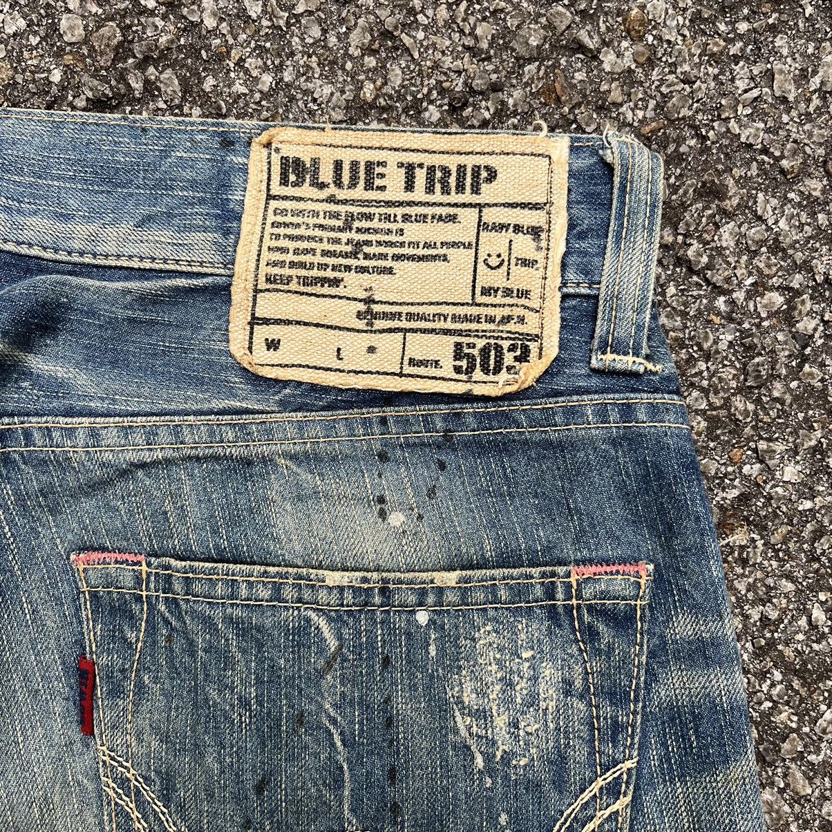 Hysteric Glamour Flare Jeans Vintage Paint Mudwash Distressed Edwin Blue Trip Size US 31 - 15 Thumbnail