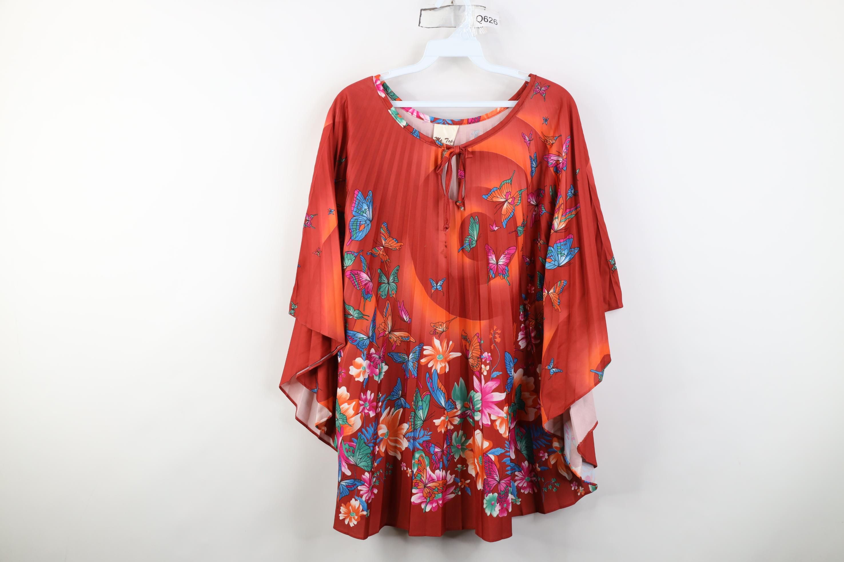Vintage Vintage 70s Boho Chic Butterfly Flower Cape Shirt USA Size ONE SIZE - 2 Thumbnail