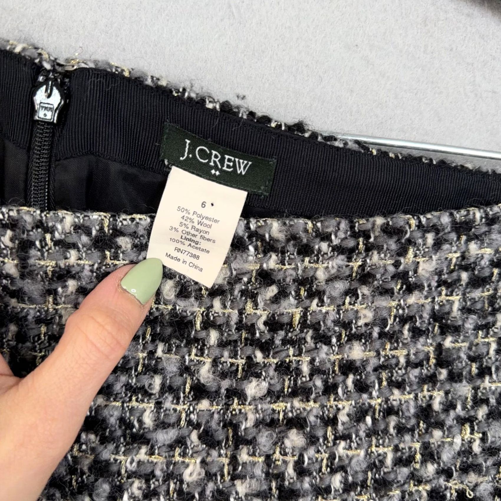 J.Crew J.Crew Skirt Womens 6 Gray Boucle Tweed Mini Pencil Lined Winter Office Size 28" / US 6 / IT 42 - 3 Thumbnail