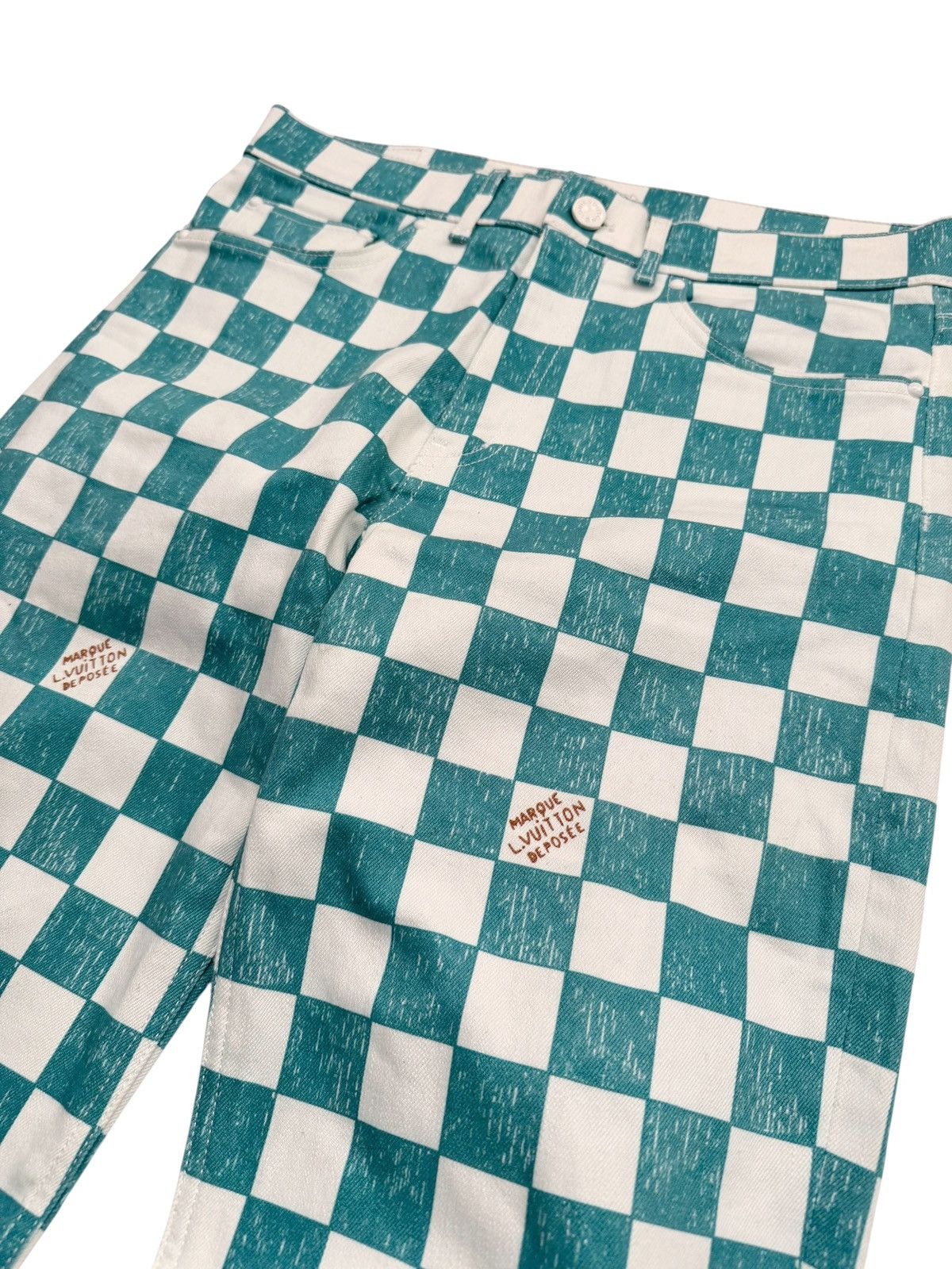 Louis Vuitton LV Checkerboard Scribble Damier Denim Jeans Size US 30 / EU 46 - 3 Thumbnail