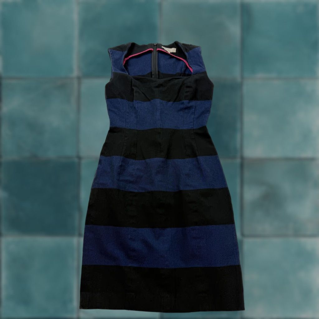 Banana Republic Banana Republic Dress Womens 2 Blue Black Striped Sleeveless Scoop Neck Sheath Dress Size XS / US 0-2 / IT 36-38 - 1 Thumbnail