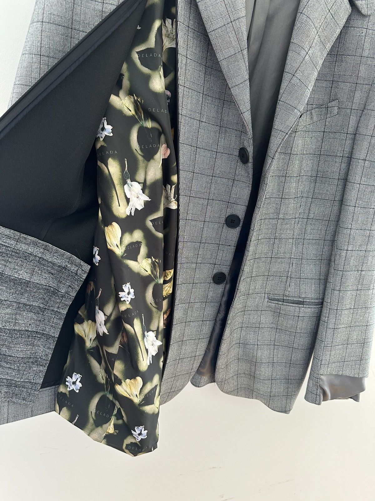 DELADA Delada Grey check split front wool Blazer Size 48R - 4 Thumbnail