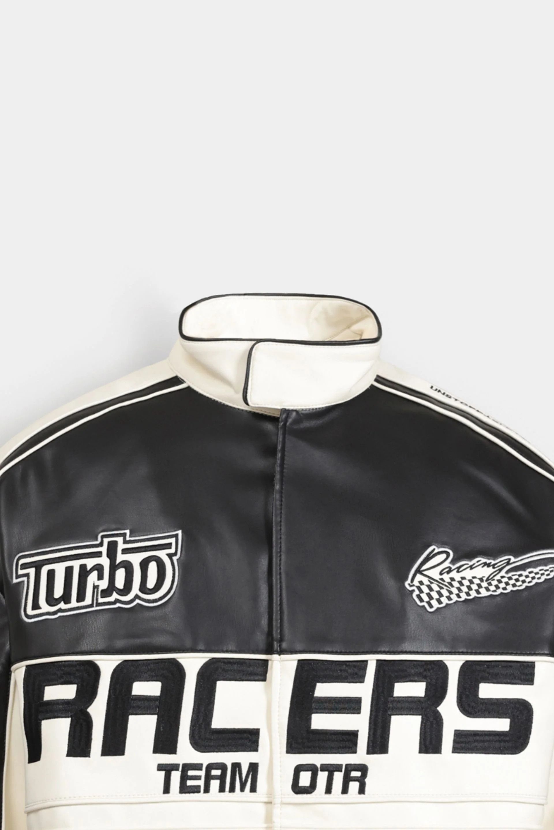 Other Black & White Faux Leather Racing Jacket Zip Up Size US L / EU 52-54 / 3 - 10 Thumbnail