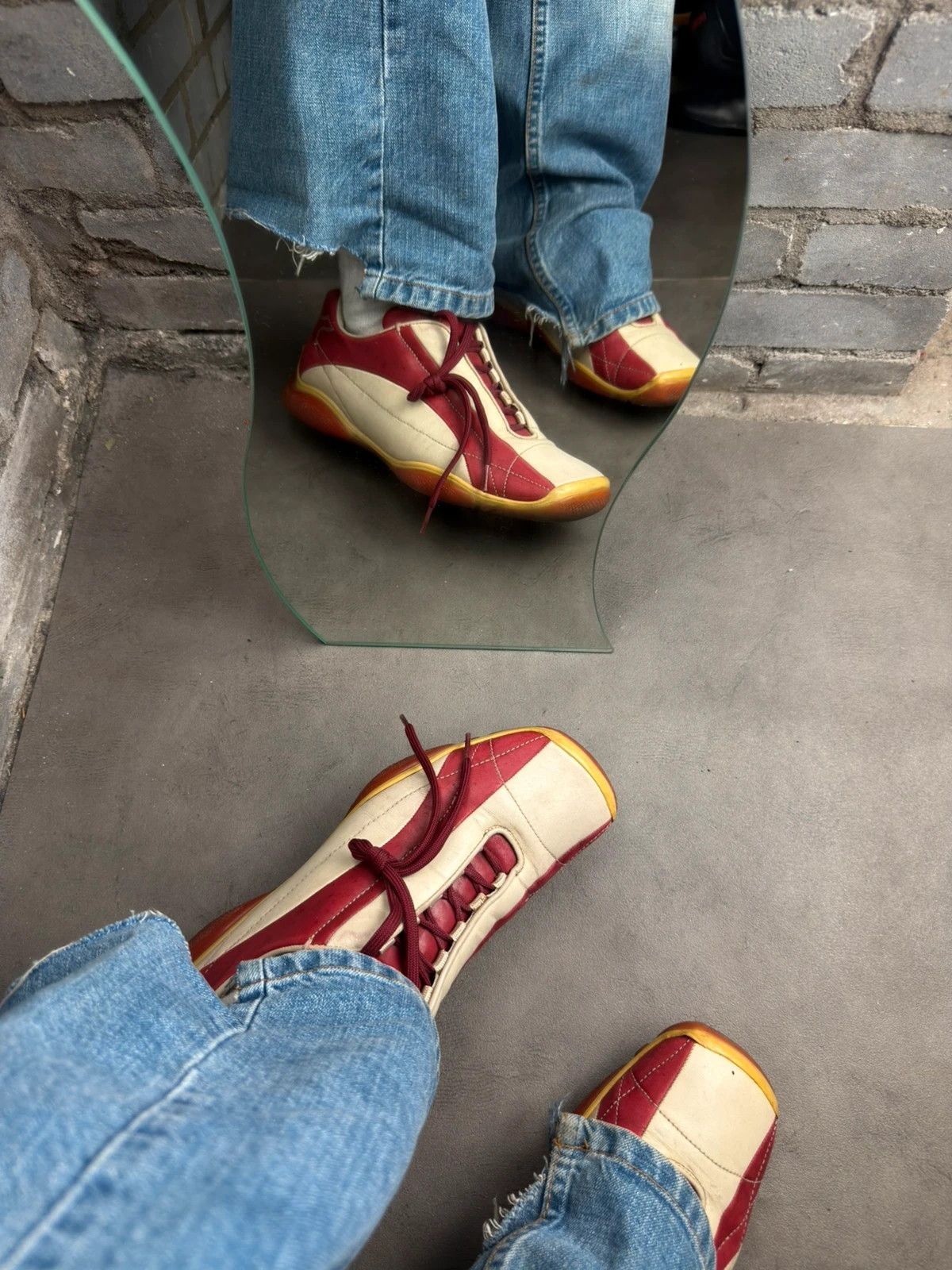 Prada Prada square toes archive 1999 red white leather trainers Size US 10 / EU 43 - 9 Thumbnail