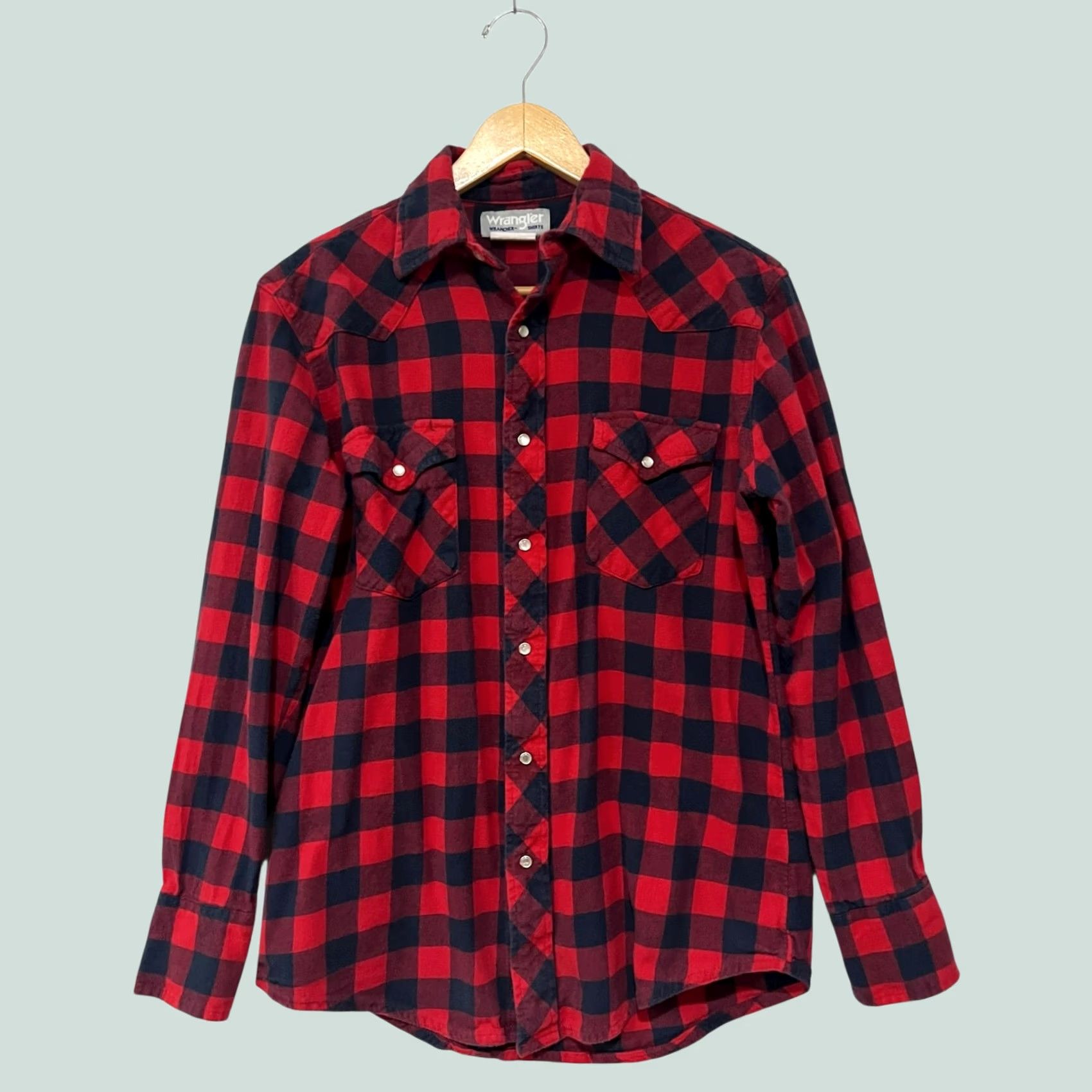Wrangler VINTAGE Wrangler Plaid Shirt Mens M Flannel Pearl Snaps Cotton Red | Button-Up, Long Sleeve, Western, 1970s-80s vibe Size US M / EU 48-50 / 2 - 1 Thumbnail
