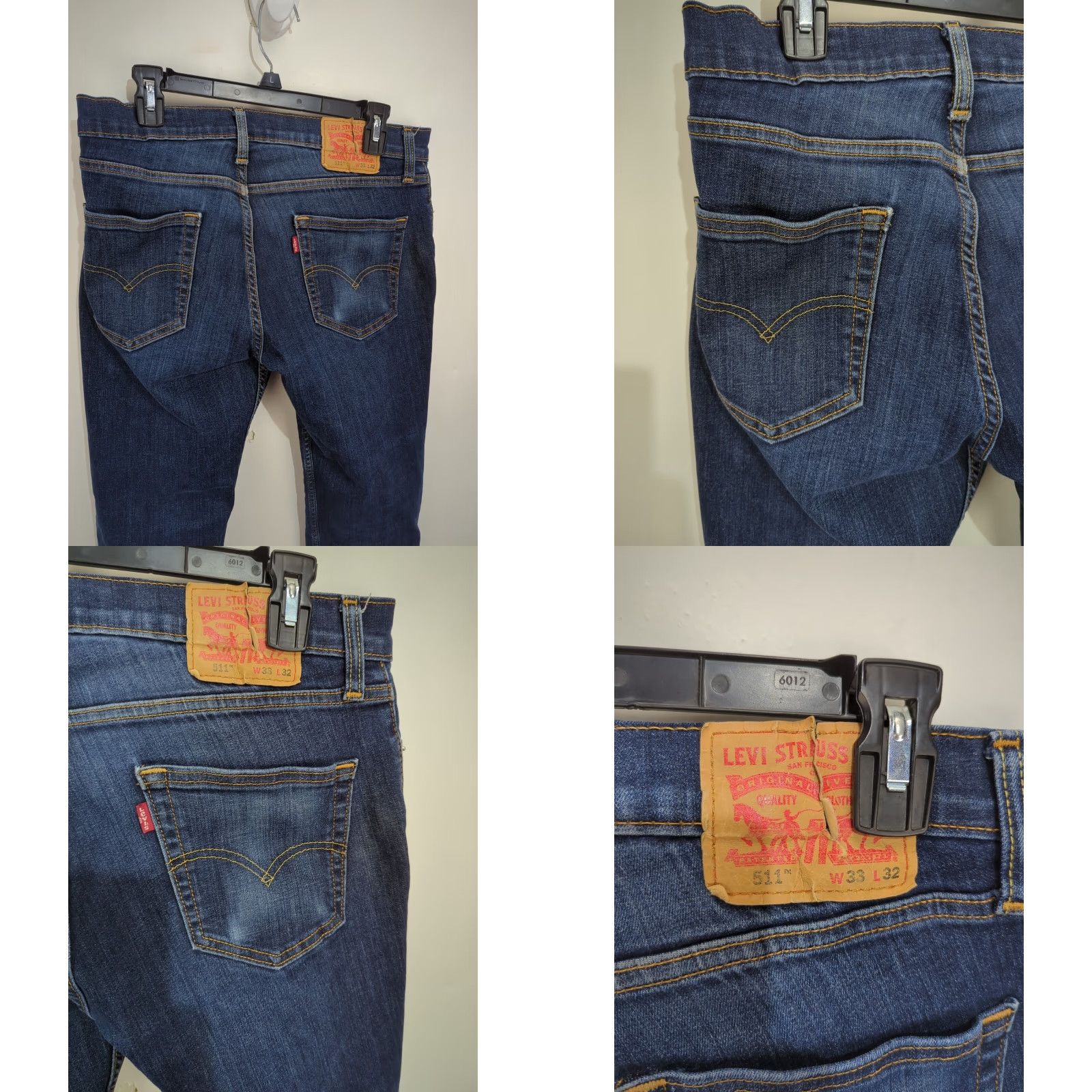 Levi's Levi's 511 Slim Fit Straight Leg Jeans Mens 33x32 Dark Wash Blue Stretch Denim Logo 5-Pocket Vintage No Size US 33 - 9 Thumbnail