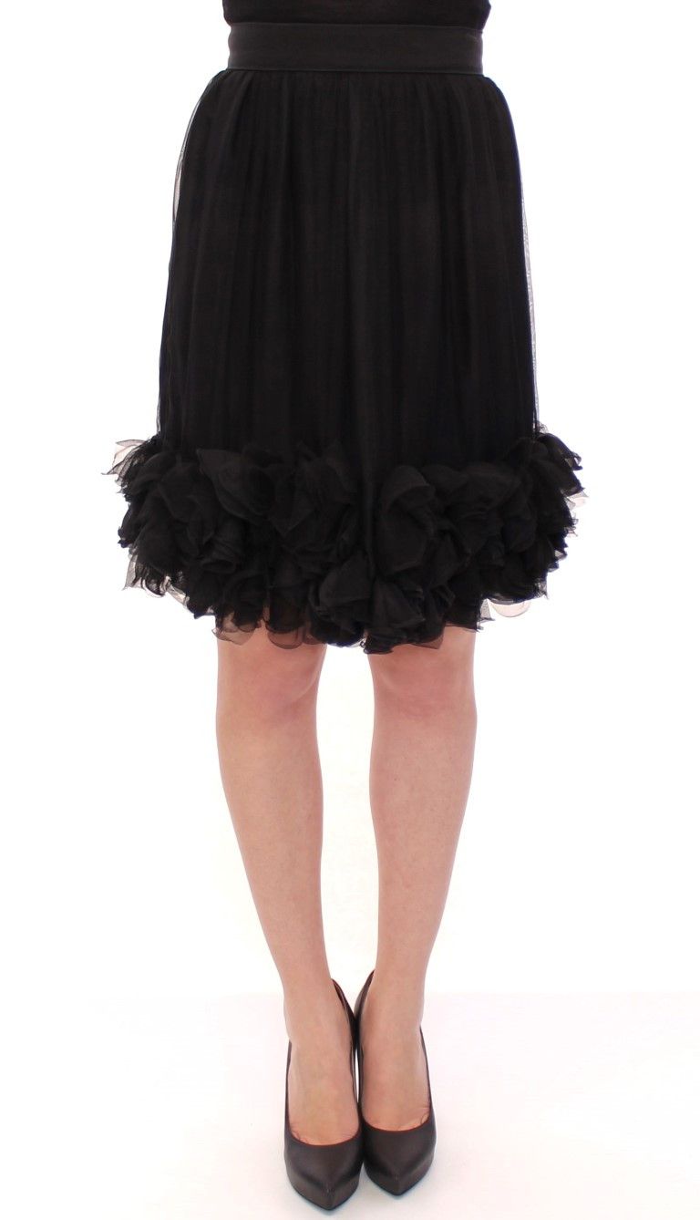 Dolce & Gabbana Elegant Silk Black Skirt for Women's Evenings Size 27" / US 4 / IT 40 - 1 Thumbnail