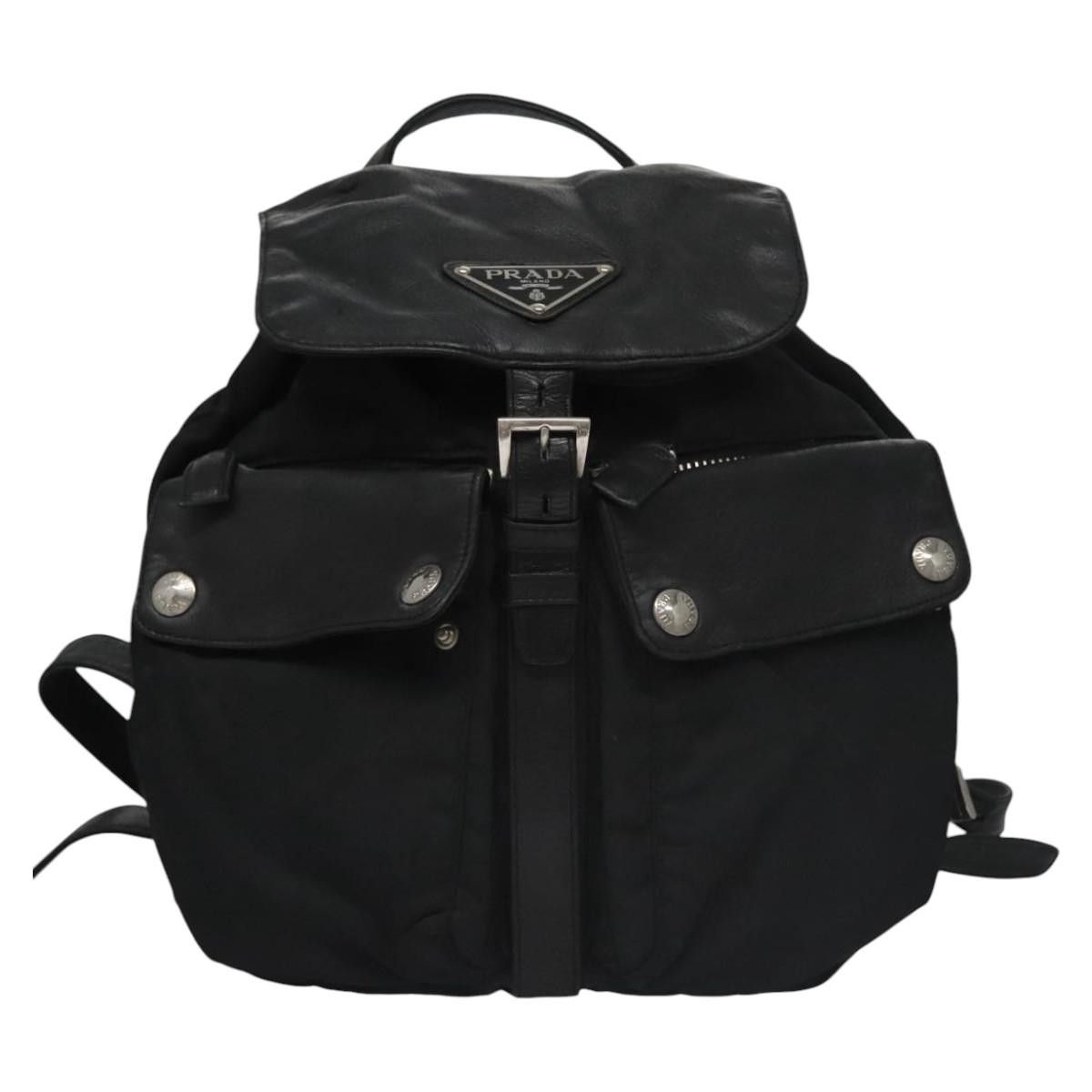 Re-Nylon Black Synthetic Backpack Bag (Pre-Owned)