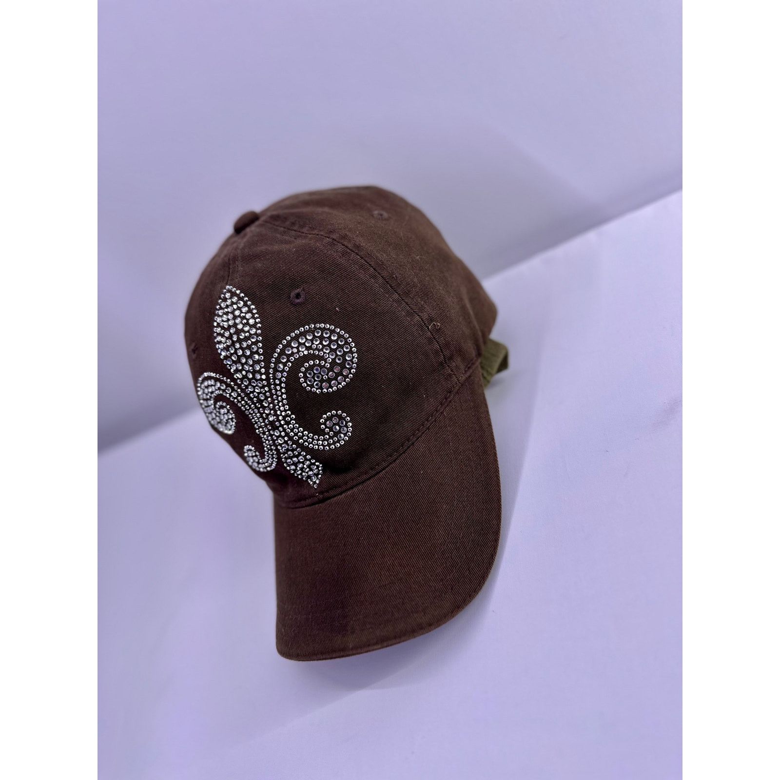 Decky Unique Decky Hat Women Rhinestones Fleur De Lis Brown OSFA Size ONE SIZE - 5 Thumbnail