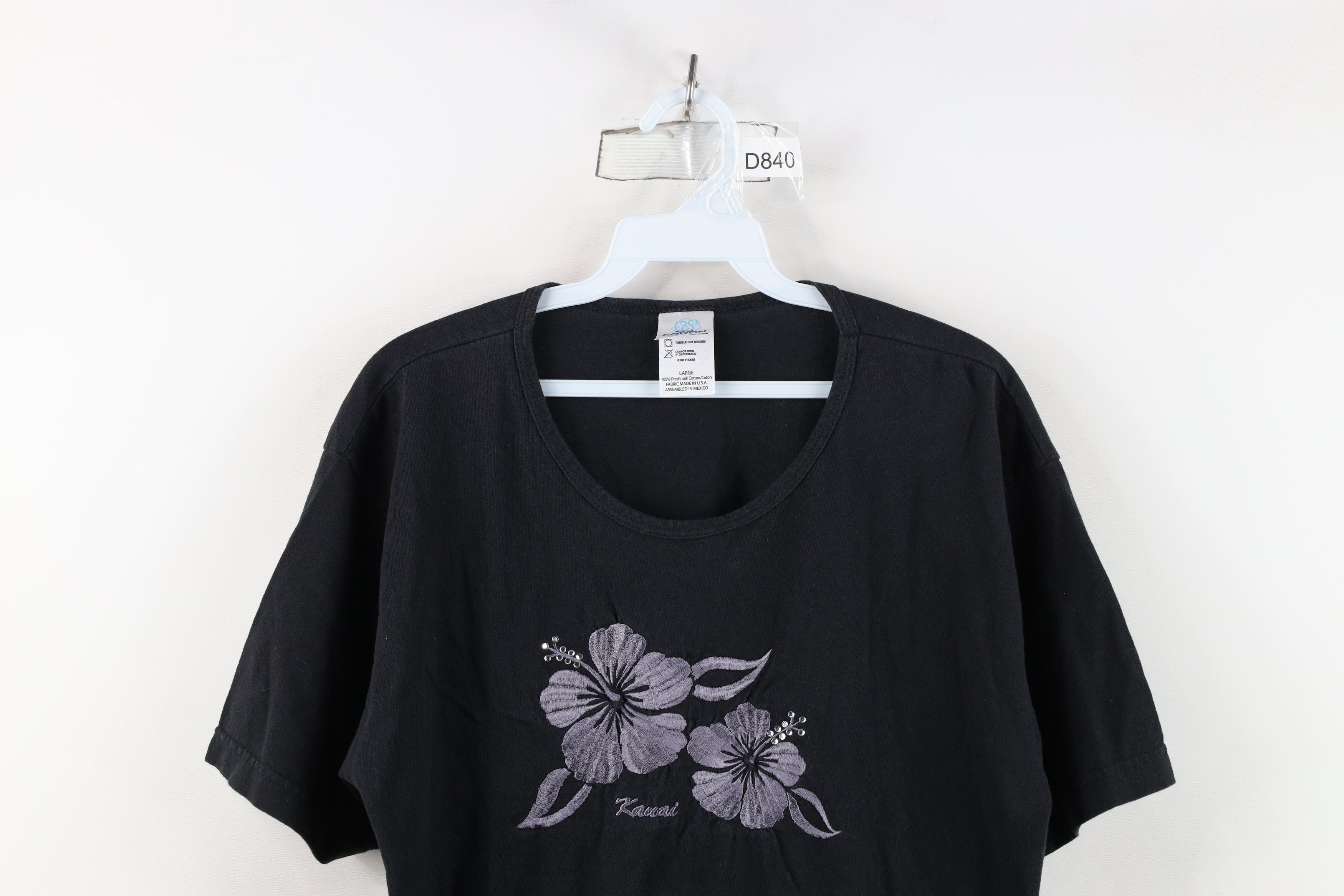 Vintage Vintage 90s Streetwear Spell Out Kauai Hawaii Flower T-Shirt Size L / US 10 / IT 46 - 2 Thumbnail