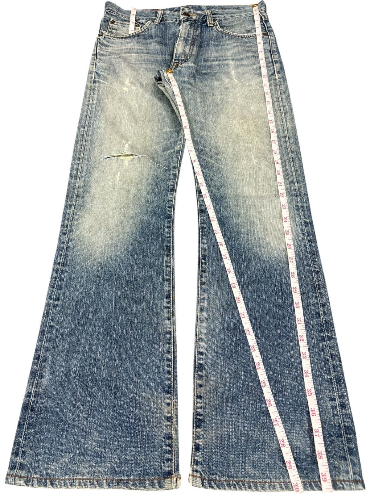 Edwin Vintage Japanese Edwin 503 Rebel Distressed Flare Jeans Size US 30 / EU 46 - 12 Thumbnail