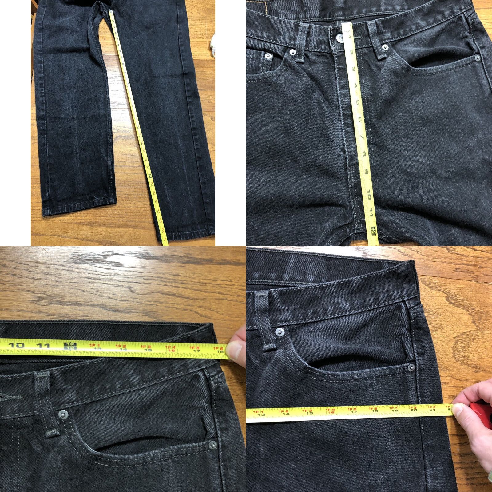 Levi's Levi's 505 Jeans Mens Straight 35x31 Black Denim Western Cowboy Rodeo 80s 90s USA Classic Size US 35 - 9 Thumbnail