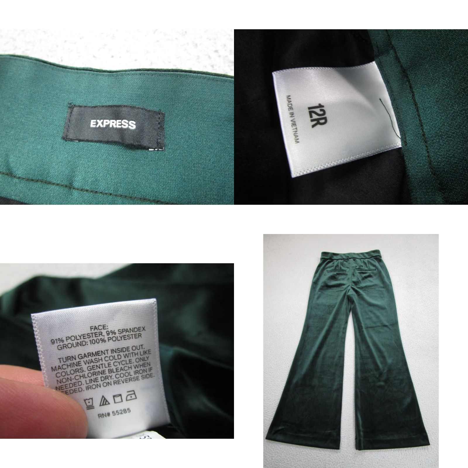 Express Womens Velvet Kick Flare Pants 12R Jewel Green Whims Goth Dark Romantic y2k Size 34" / US 12 / IT 48 - 9 Thumbnail