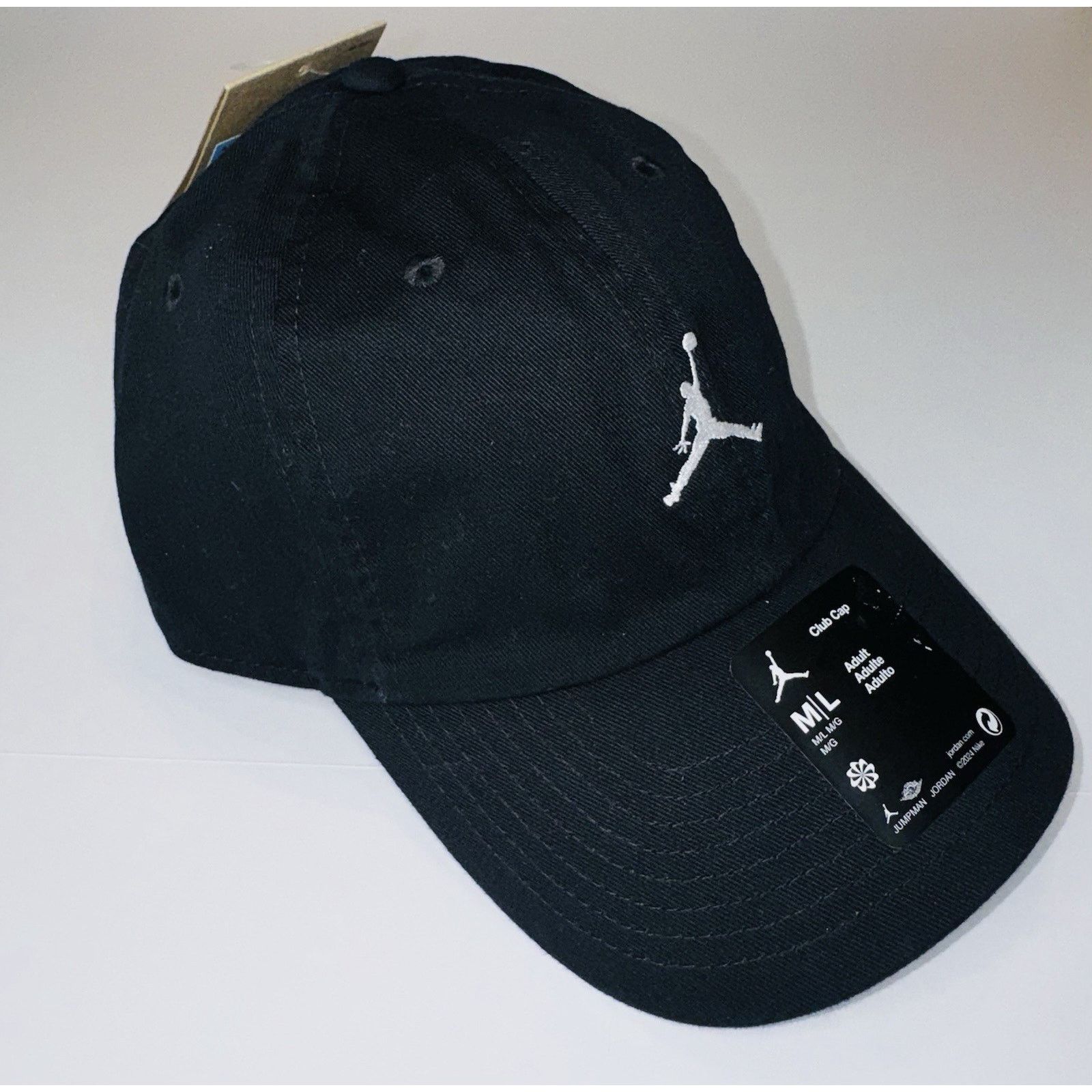 Nike Jordan Club Cap Black White Jumpman Adjustable Hat M/L NWT Size ONE SIZE - 5 Thumbnail