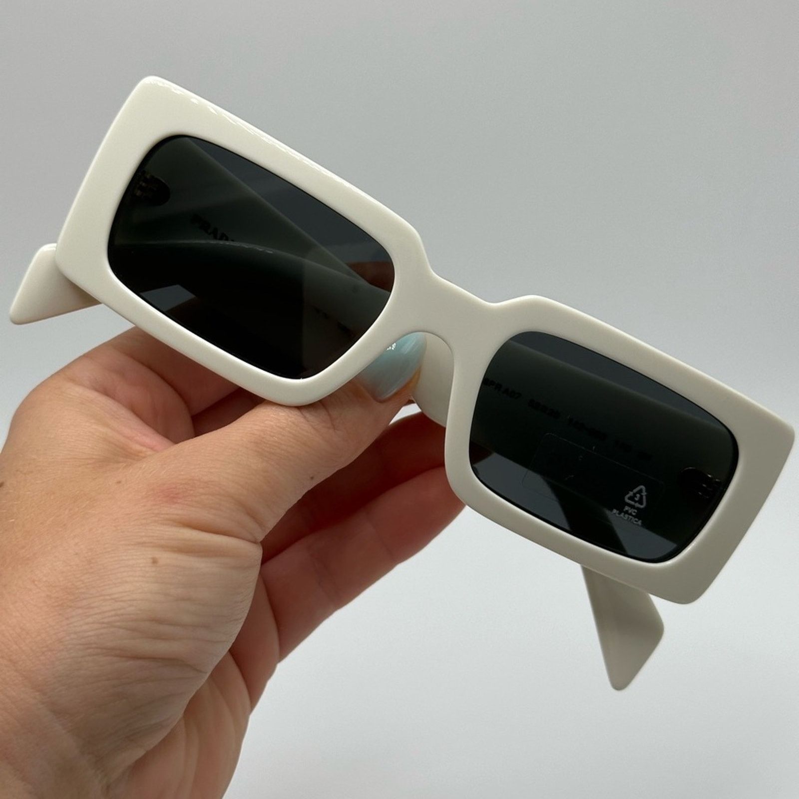 Prada NEW PRADA PRA07S 1425S0 Talc/Dark Grey Women Sunglasses Size ONE SIZE - 7 Thumbnail
