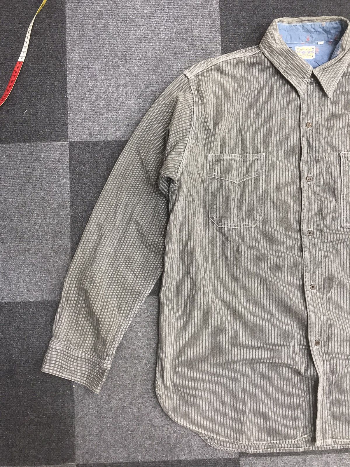 Japanese Brand SUGAR CANE Very Rare Pockets Toyo Enterprise Stripe Shirt Size US L / EU 52-54 / 3 - 3 Thumbnail