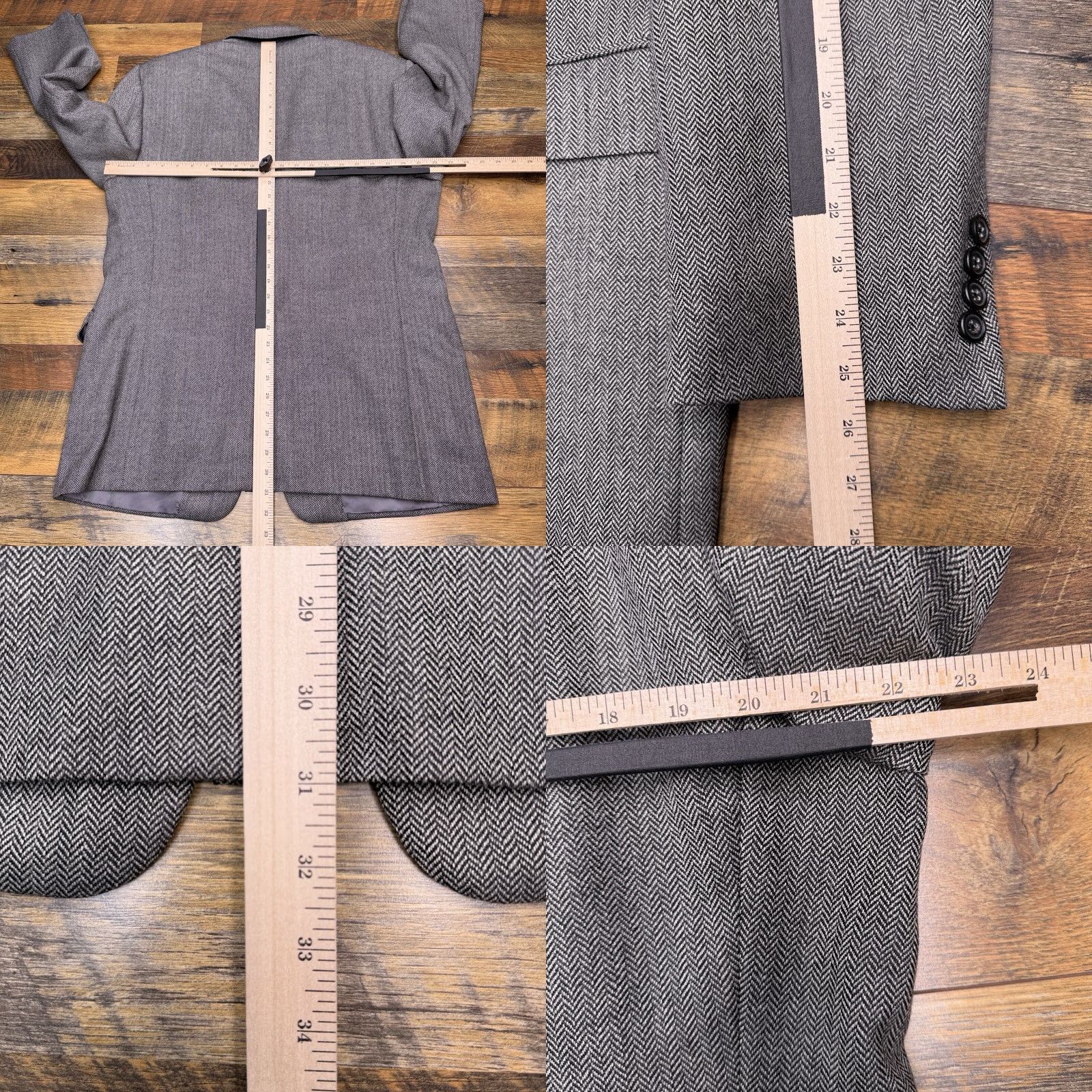 Madison Hickey Freeman Blazer Mens 44R Gray Tweed Herringbone Sport Coat Size 44R - 9 Thumbnail