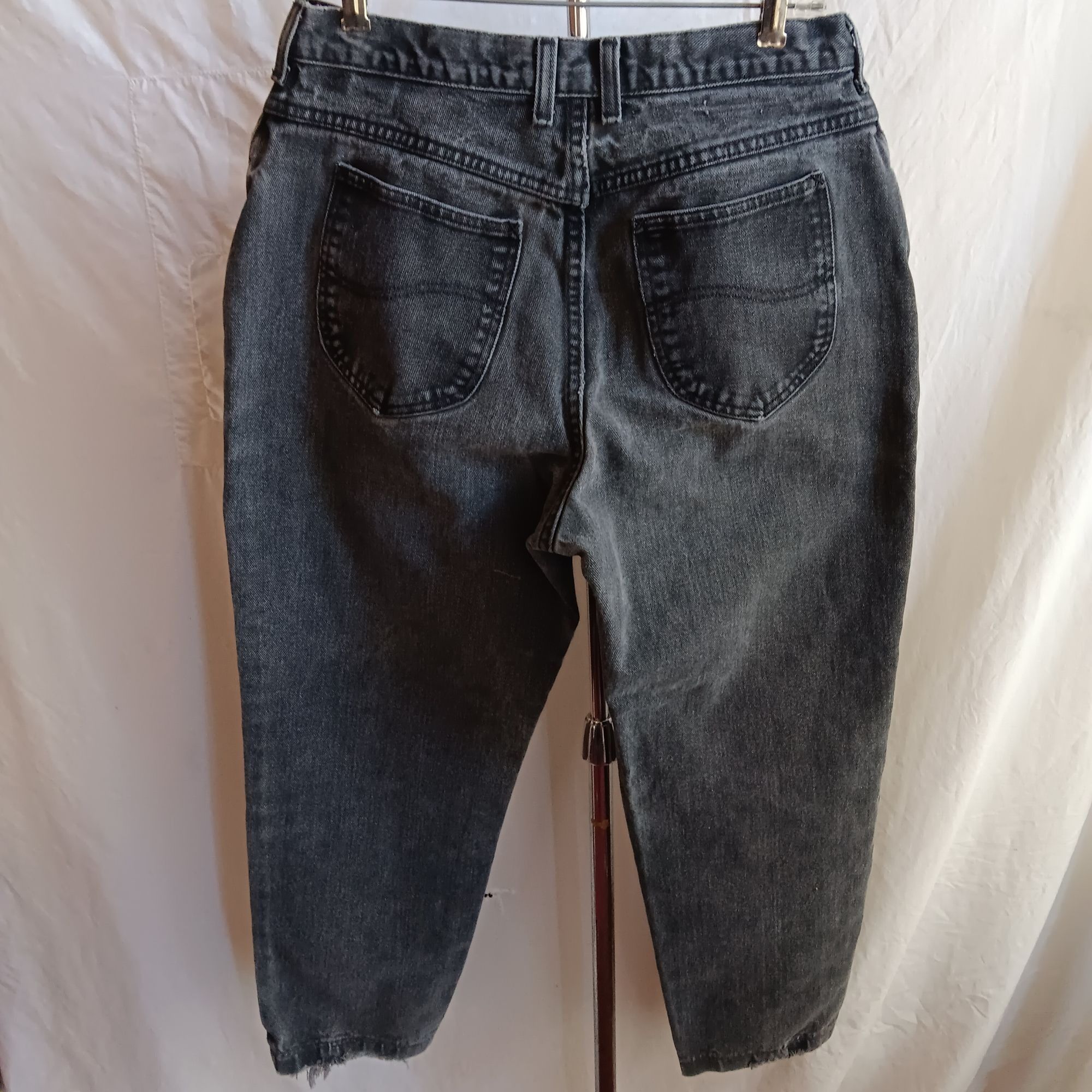 Lee Vintage Women's Jeans 14 32x28 Lee Black Faded Denim Distres Size 36" / US 14 / IT 50 - 2 Thumbnail