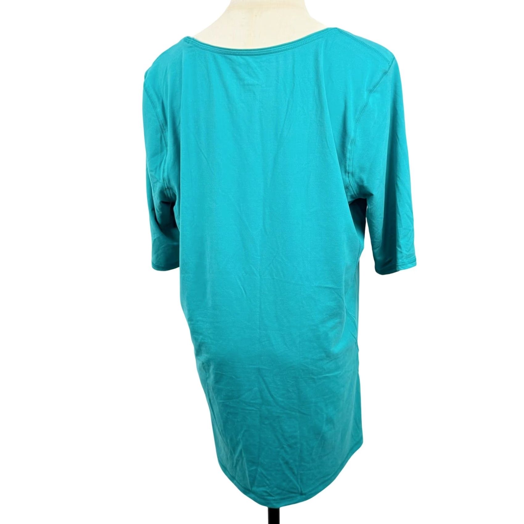Lands' End Lands' End T-Shirt Shirt Women L Teal Scoop Neck Short Sleeve Activewear Breathing Moisture Wicking Elbow Sleeve Casual Travel Solid Size L / US 10 / IT 46 - 2 Thumbnail