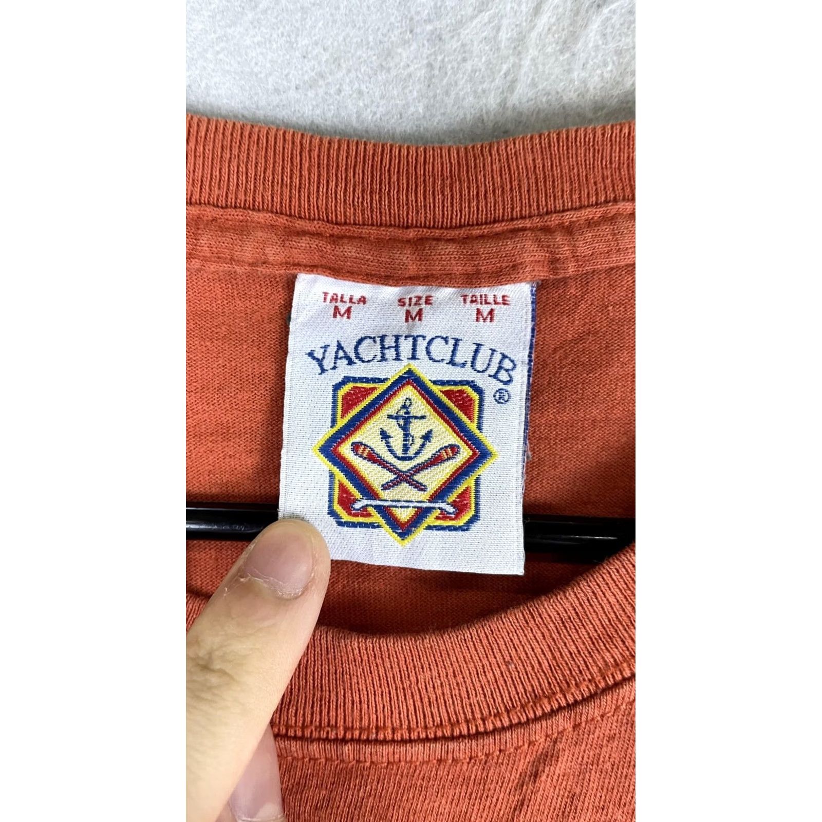 Vintage YACHTCLUB Shirt Mens M Orange Cabo Wabo Cantina Embroidered T-Shirt Tee Crew Neck Short Sleeve Size US M / EU 48-50 / 2 - 3 Thumbnail