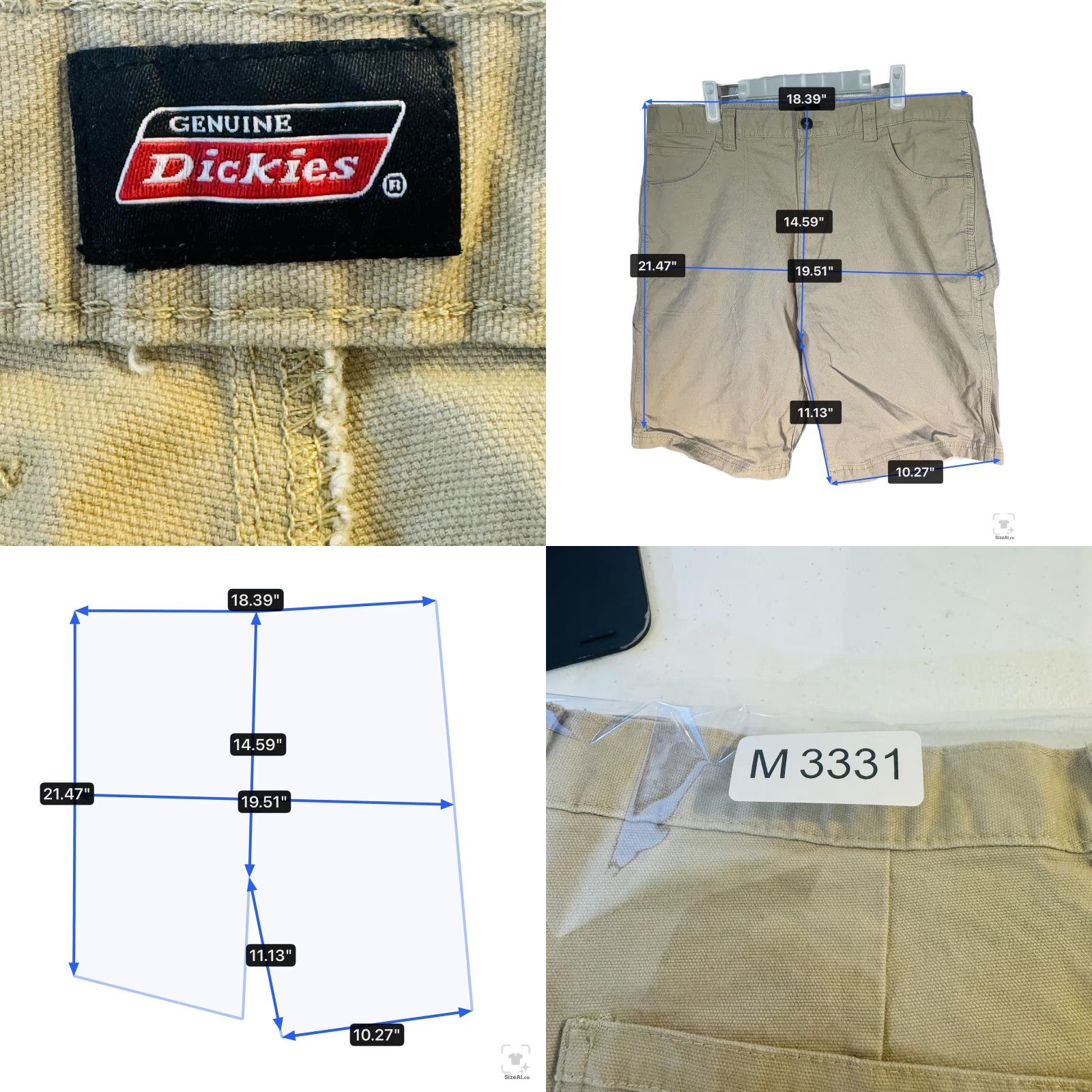 Dickies Dickies Shorts Mens M Beige Cargo Relaxed Fit 11 Inseam Pockets Canvas Cotton Zip Fly Button Closure Workwear Casual Size US 31 - 8 Thumbnail