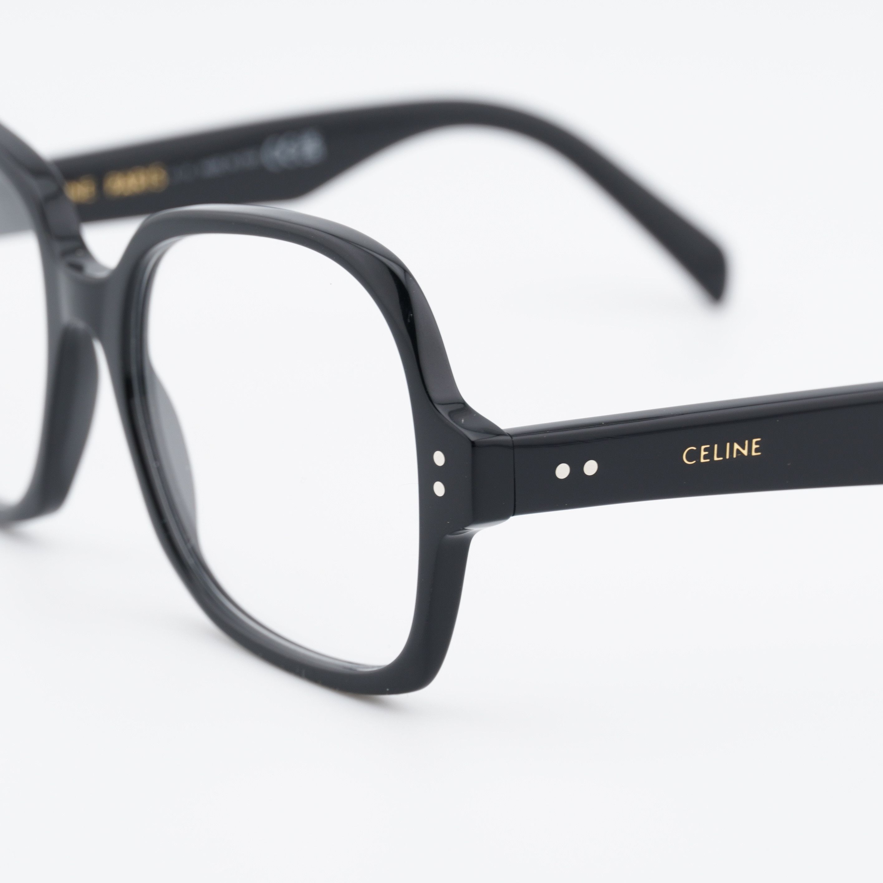 Celine Celine CL50148I 001 Eyeglasses Shiny Black 53mm Square Frame Size ONE SIZE - 2 Thumbnail