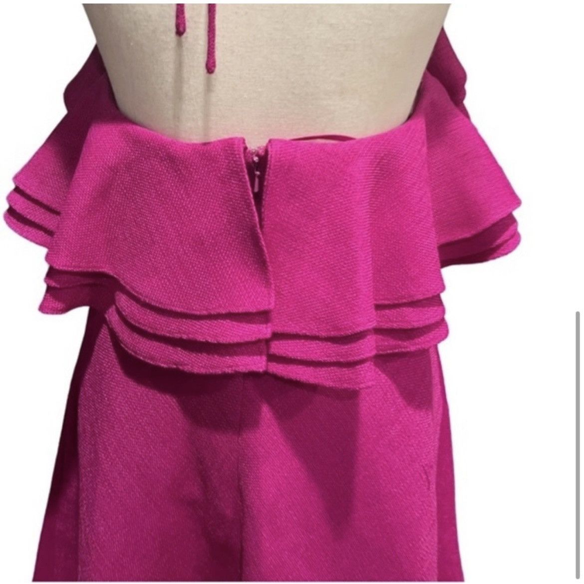 Badgley Mischka NWOT Badgley Mischka Fuchsia Pink Ruffle Halter Dress 4 Size S / US 4 / IT 40 - 3 Thumbnail