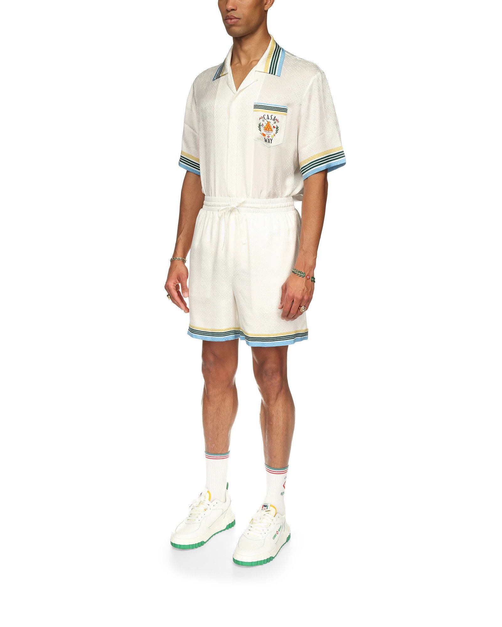 Casablanca o1mle0326 Drawstring Silk Shorts Casa Way in White Size US 30 / EU 46 - 3 Thumbnail