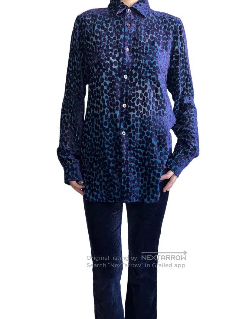 Junya Watanabe Purple Velvet Polka Dot Transparent Shirt