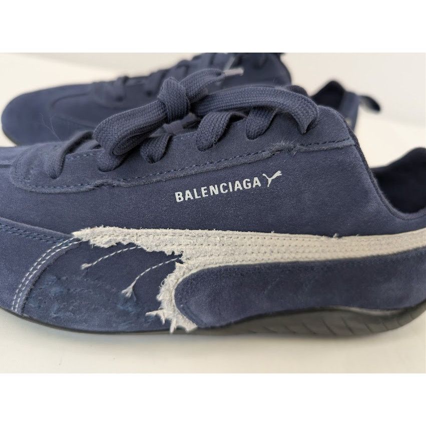 Balenciaga × Puma o1rshd1 Speedcat Destroyed Low Top Sneaker in Navy / White Size US 10 / EU 43 - 11 Thumbnail