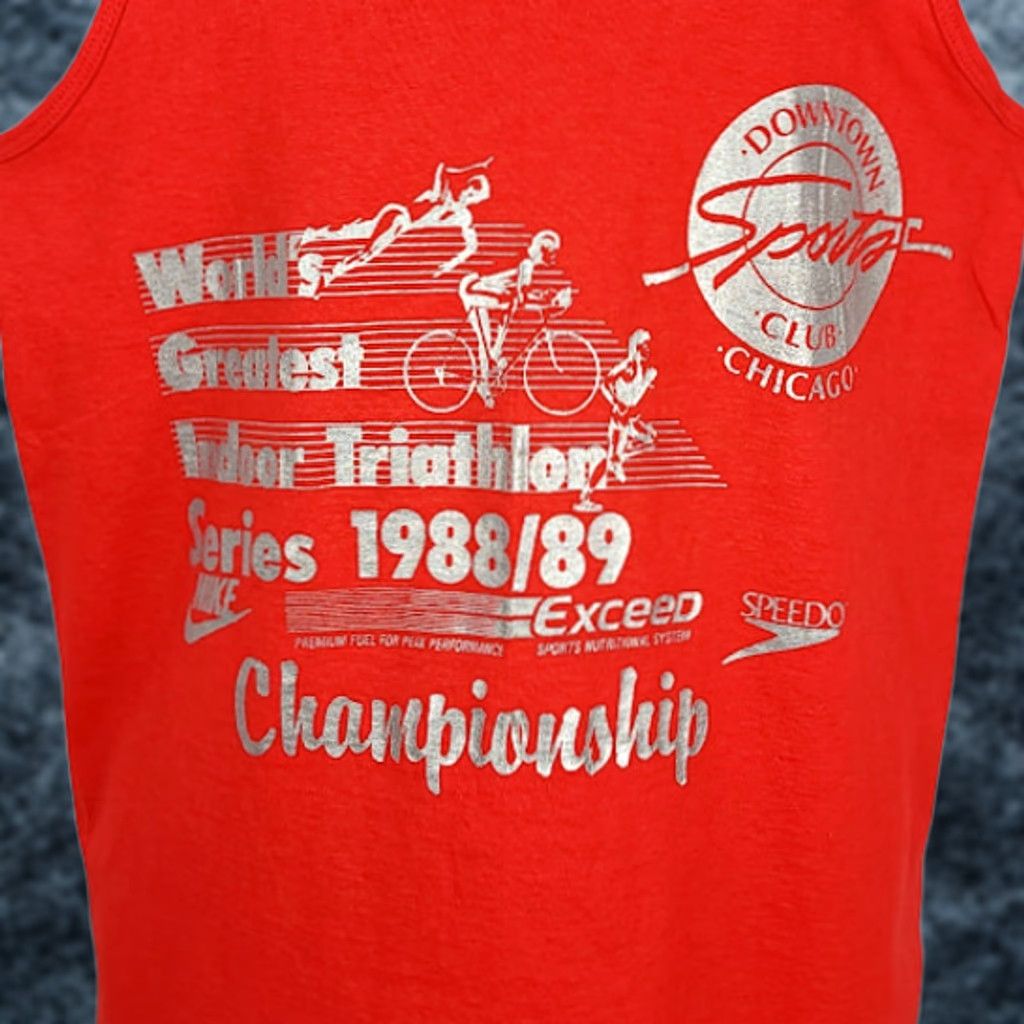 Vintage VINTAGE Indoor Triathlon Tank Top Mens Size Medium Red 80s Chicago Downtown Sports Club Nike Shirt Size US M / EU 48-50 / 2 - 1 Thumbnail