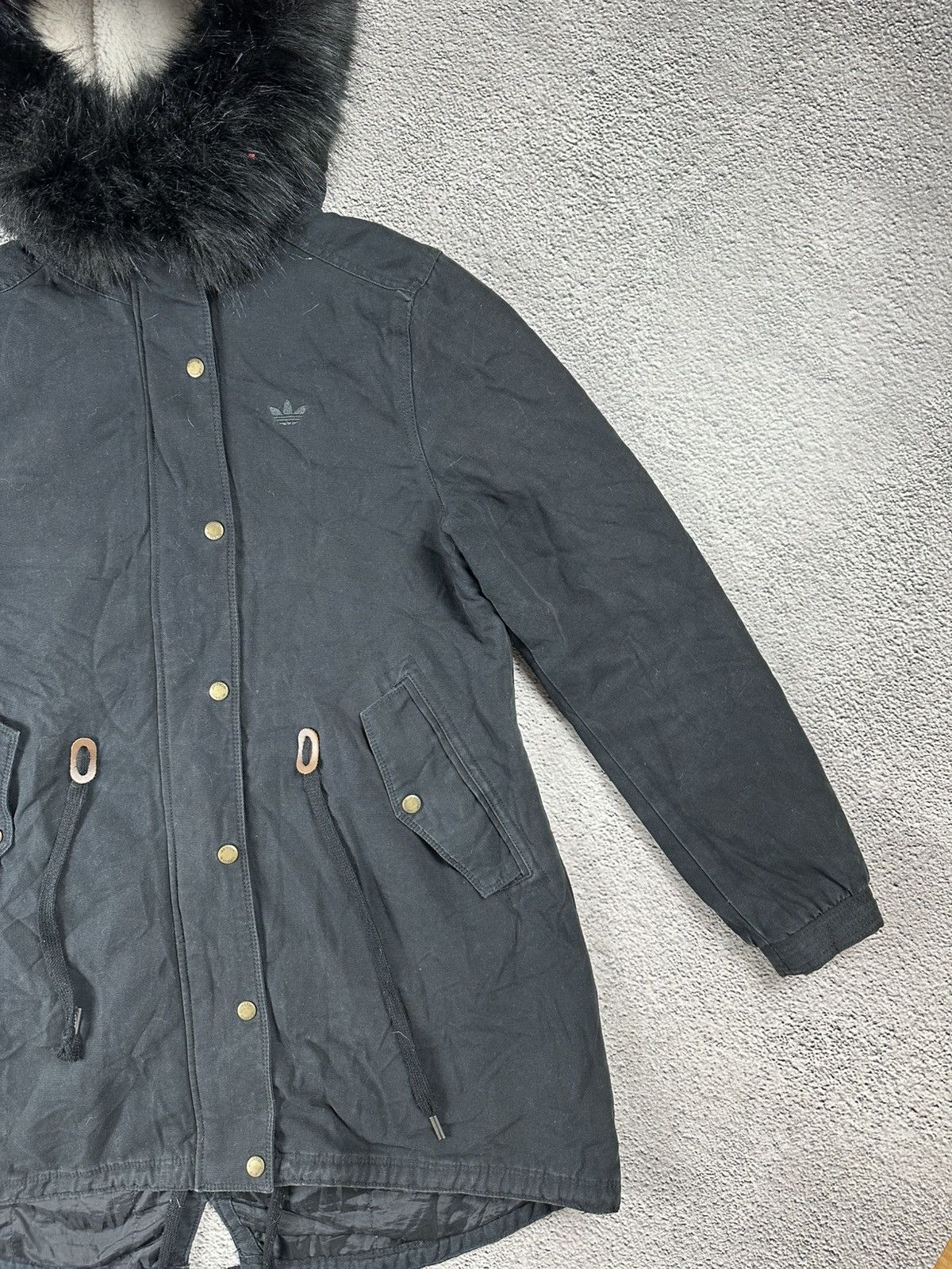 Adidas Vintage Adidas Fur Denim Jacket Faded Parkas Y2K Style Size M / US 6-8 / IT 42-44 - 4 Thumbnail