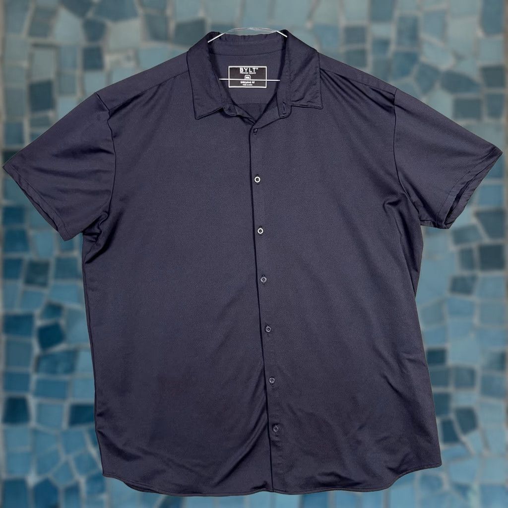 Vintage BYLT Shirt Mens 3XL XXXL Executive Fit Short Sleeve Button Up Stretch Casual Workwear Size US XXL / EU 58 / 5 - 1 Thumbnail