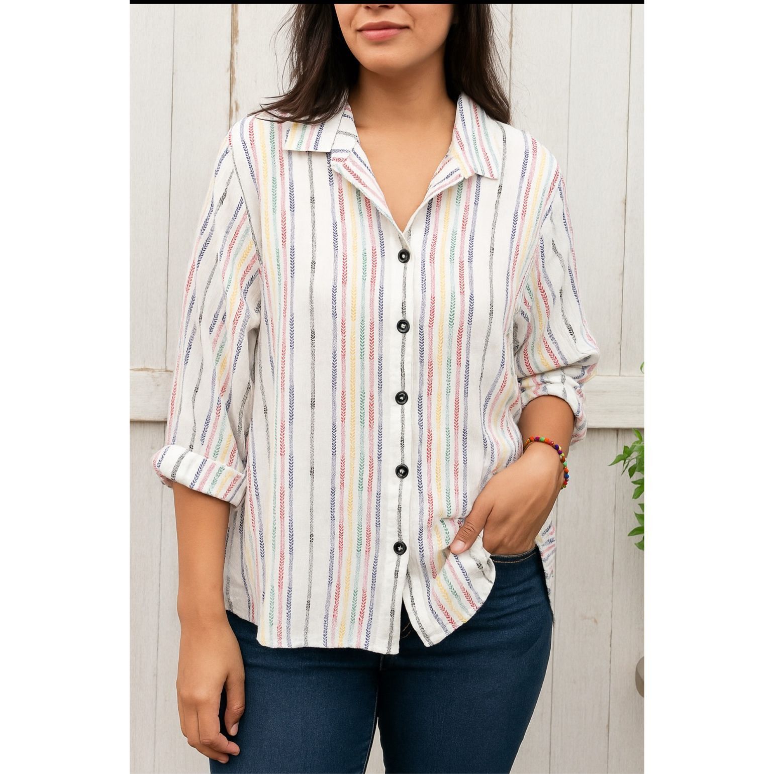 Habitat Habitat button front cotton blouse top relaxed fit size Larg Size L / US 10 / IT 46 - 1 Thumbnail