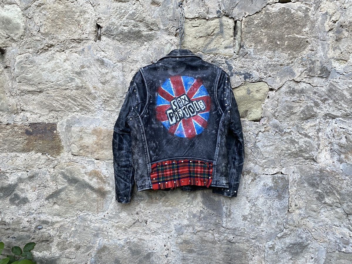 Vintage Unique 80s D Pocket Studded Custom Punk Leather Biker Jacket Size US M / EU 48-50 / 2 - 1 Thumbnail