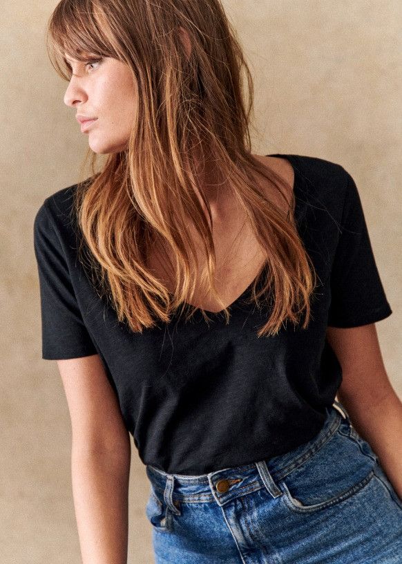 Sezane SEZANE Malcolm Black Cotton T-Shirt Size S Size S / US 4 / IT 40 - 1 Thumbnail