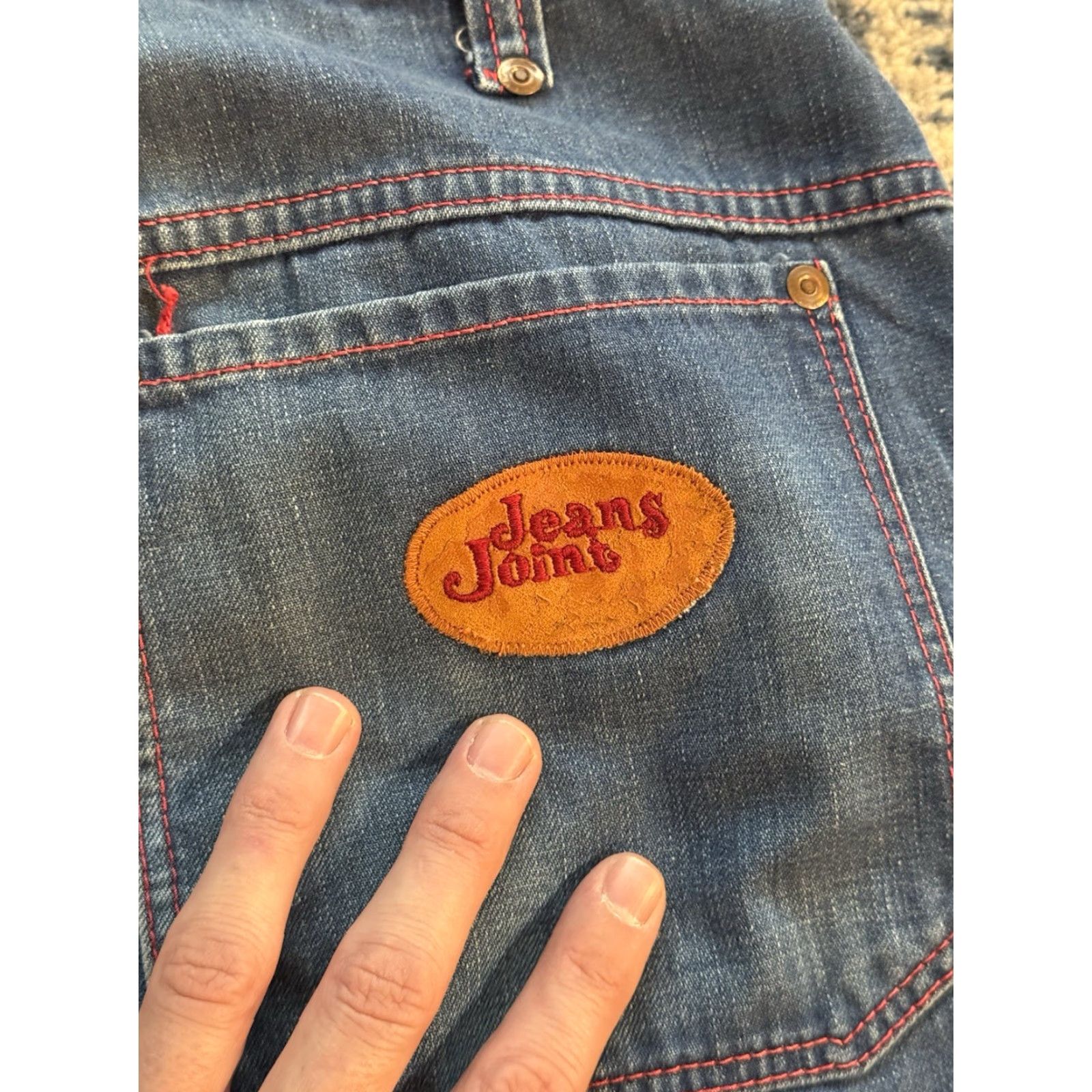 Sears VINTAGE Sears Jeans Joint Perma Prest Blue Jeans Men’s 32 Regular 1960s 31.5in Inseam Red Stitching Denim Mens Vintage 60s Look Hippy Pants Size US 32 / EU 48 - 3 Thumbnail