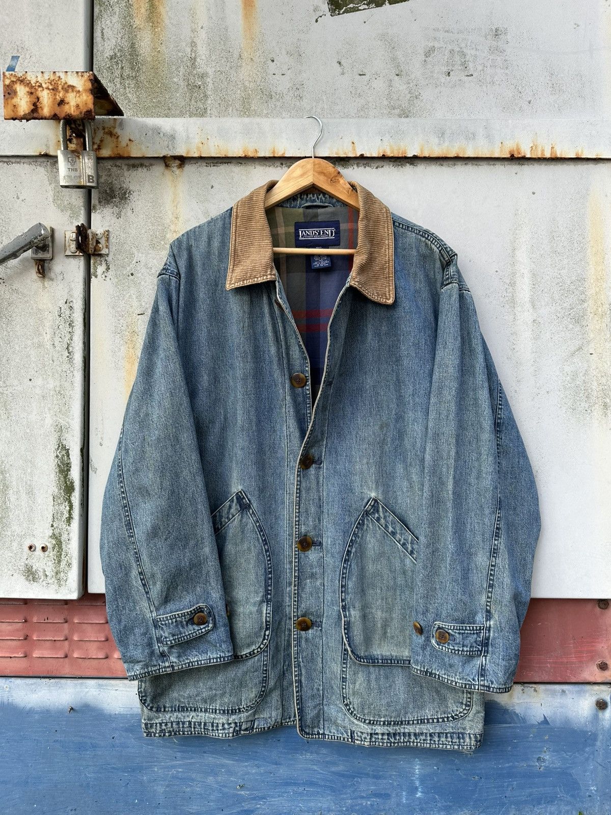 Vintage 👹Vintage Land’s End Chore Denim Jacket Size US XL / EU 56 / 4 - 3 Thumbnail