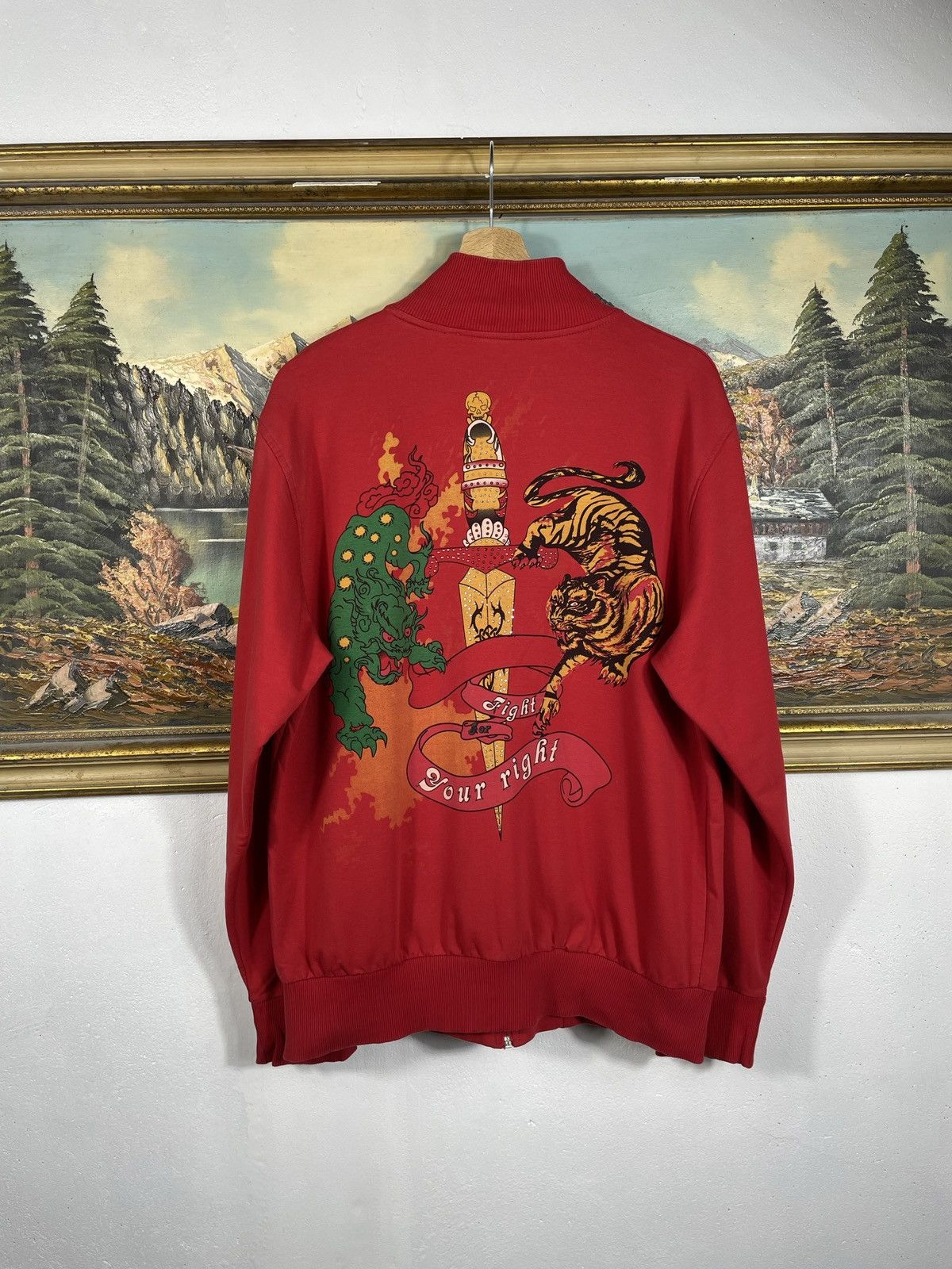 Christian Audigier × Ed Hardy × Vintage Ed Hardy Retro 00s Hoodie With Crystals Affliction Grunge Size XL / US 12-14 / IT 48-50 - 2 Thumbnail