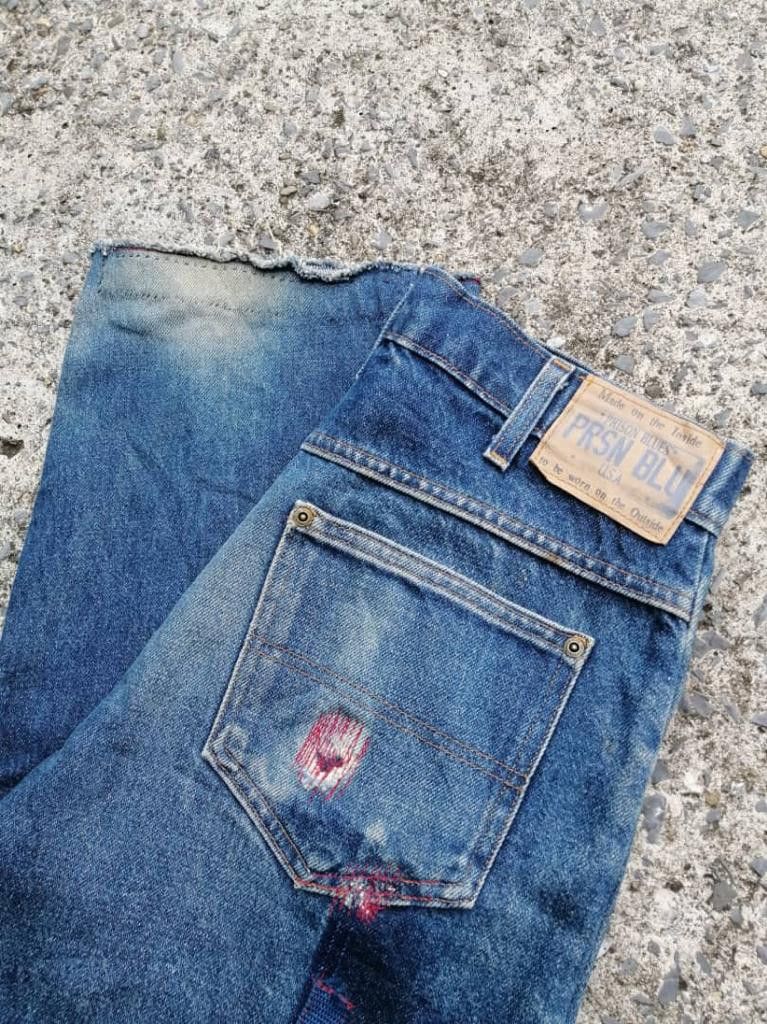 Handmade Prison Blues Oregon Department Of Corrections Denim Jeans Size US 30 / EU 46 - 9 Thumbnail